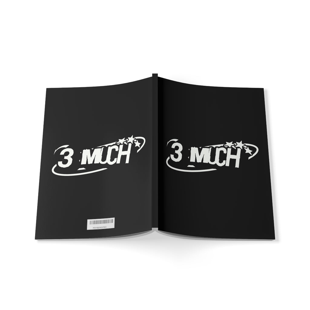 A5 Notebook — '3 Much' Vintage Logo Softcover Journal (Black)