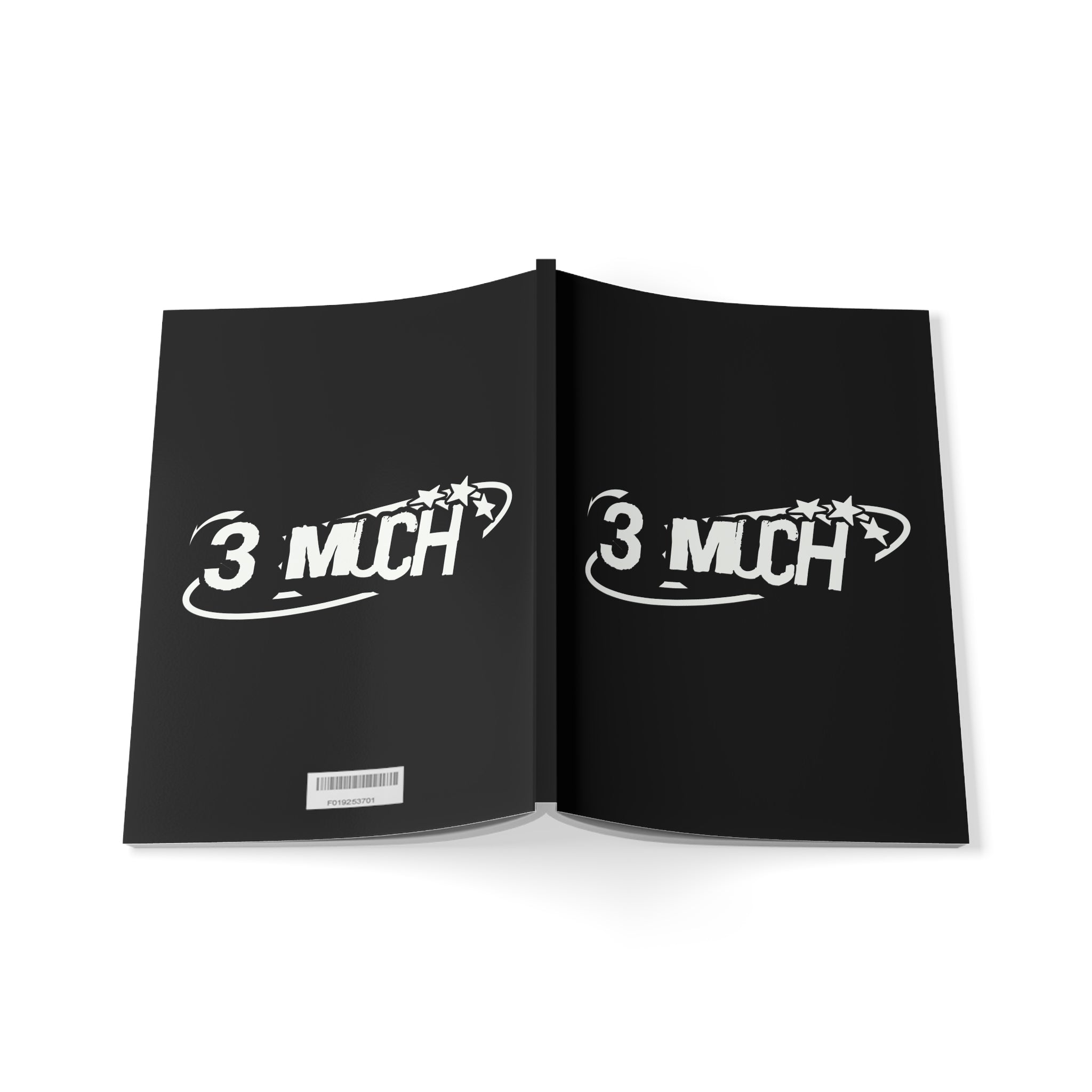 A5 Notebook — '3 Much' Vintage Logo Softcover Journal (Black)