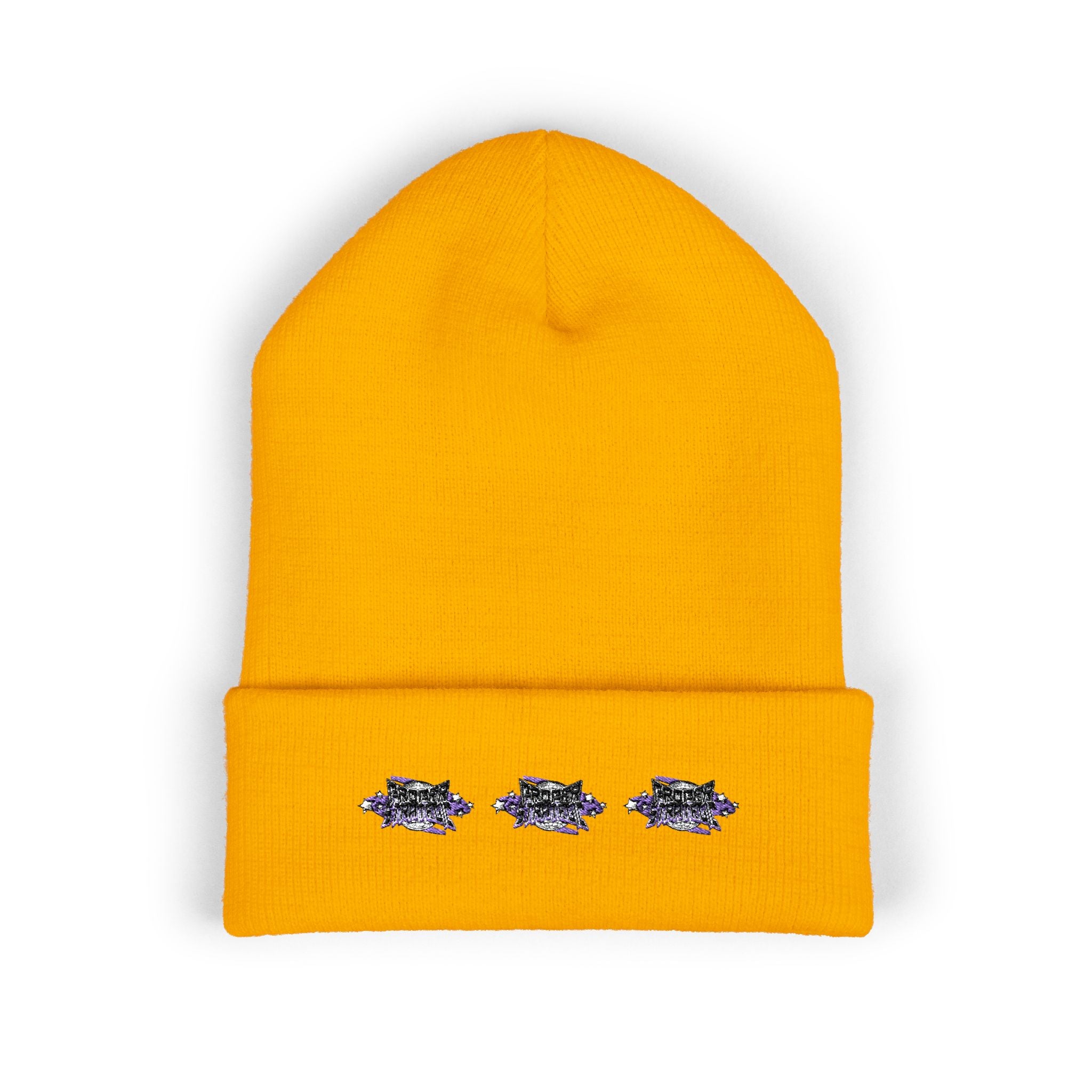 Embroidered "Strategic" Floral Cuffed Beanie