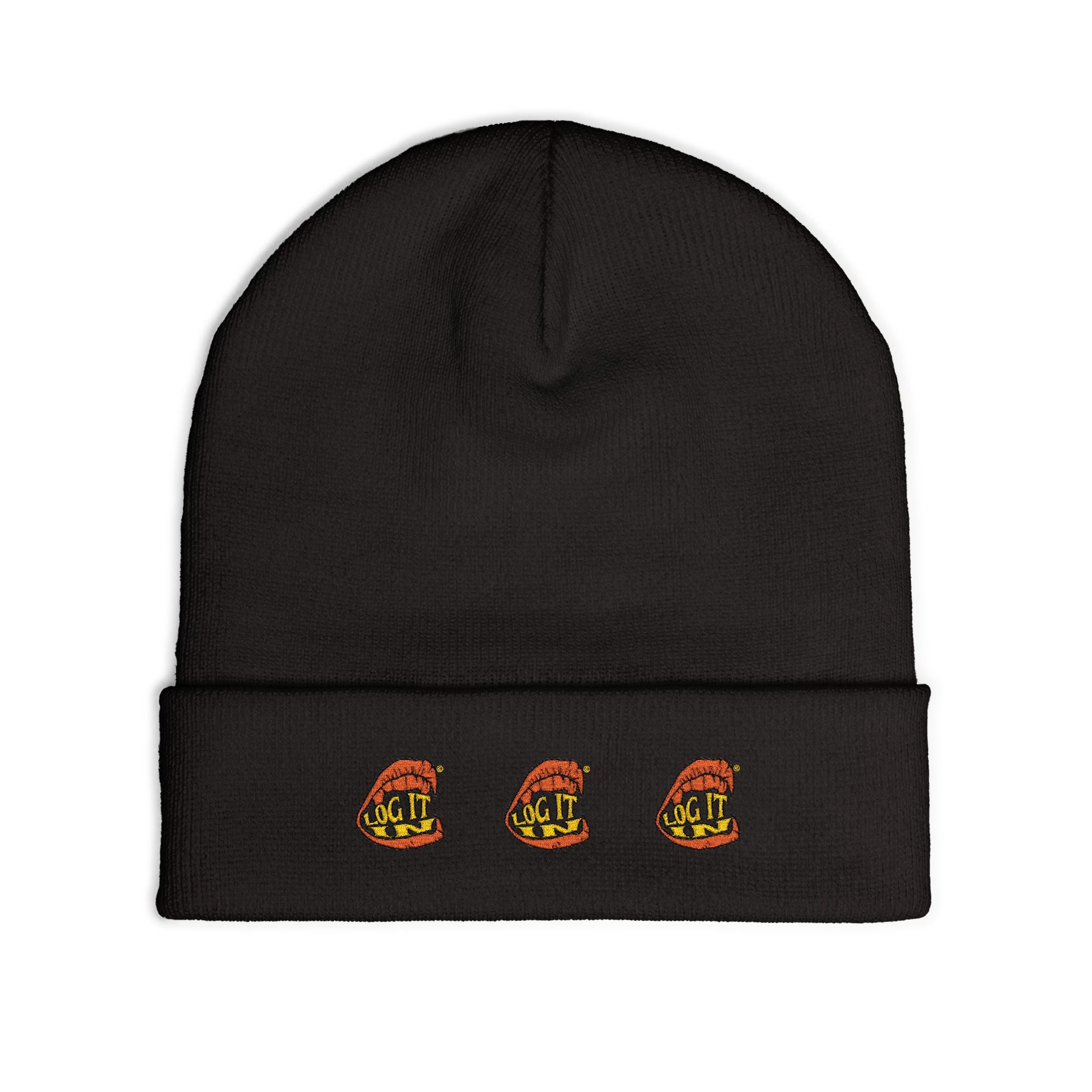 Embroidered "Log it in" Knit Beanie - Cozy Streetwear Winter Hat