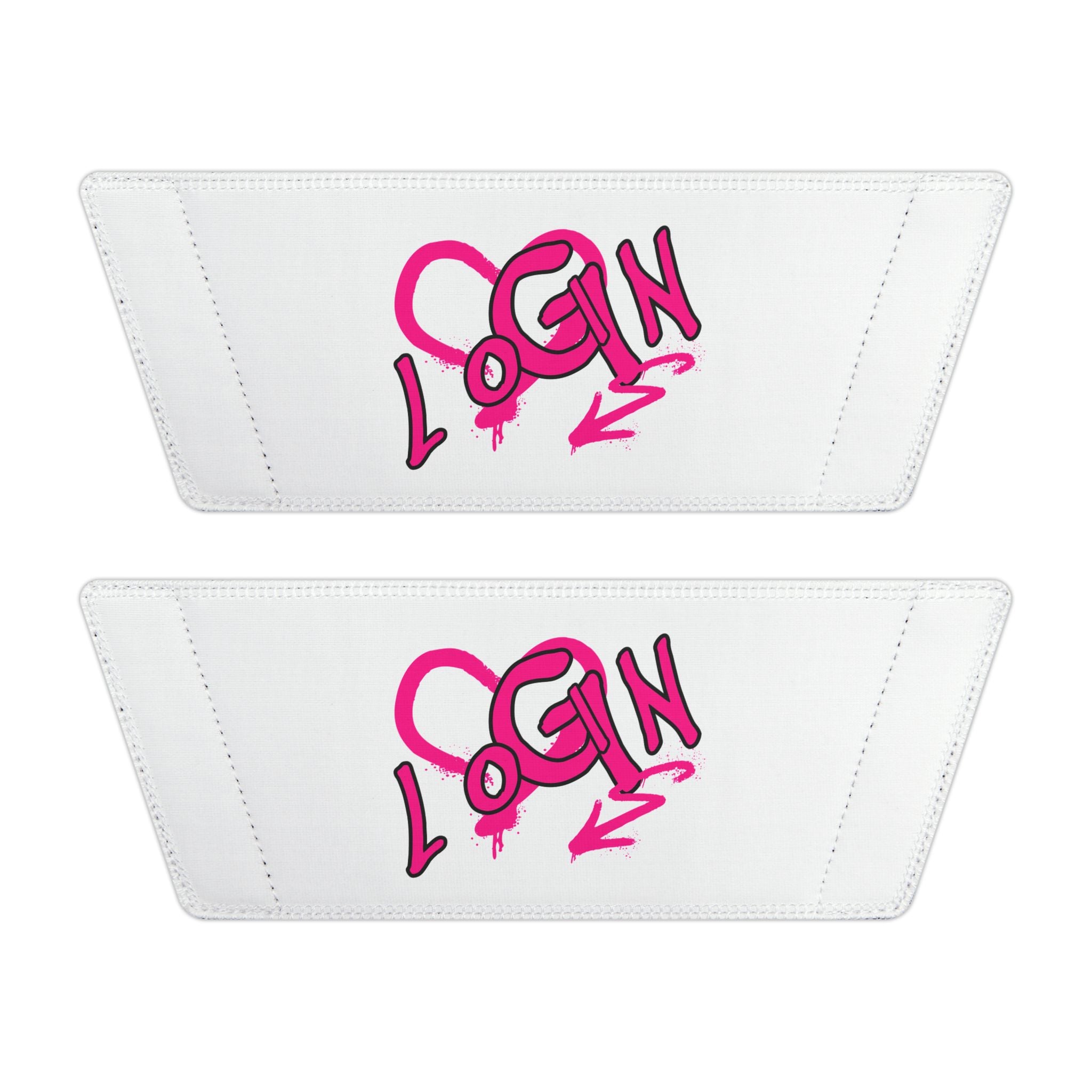 Women's Slide Sandals — White Removable-Strap Slides with Pink Graffiti "LOGIN" Design