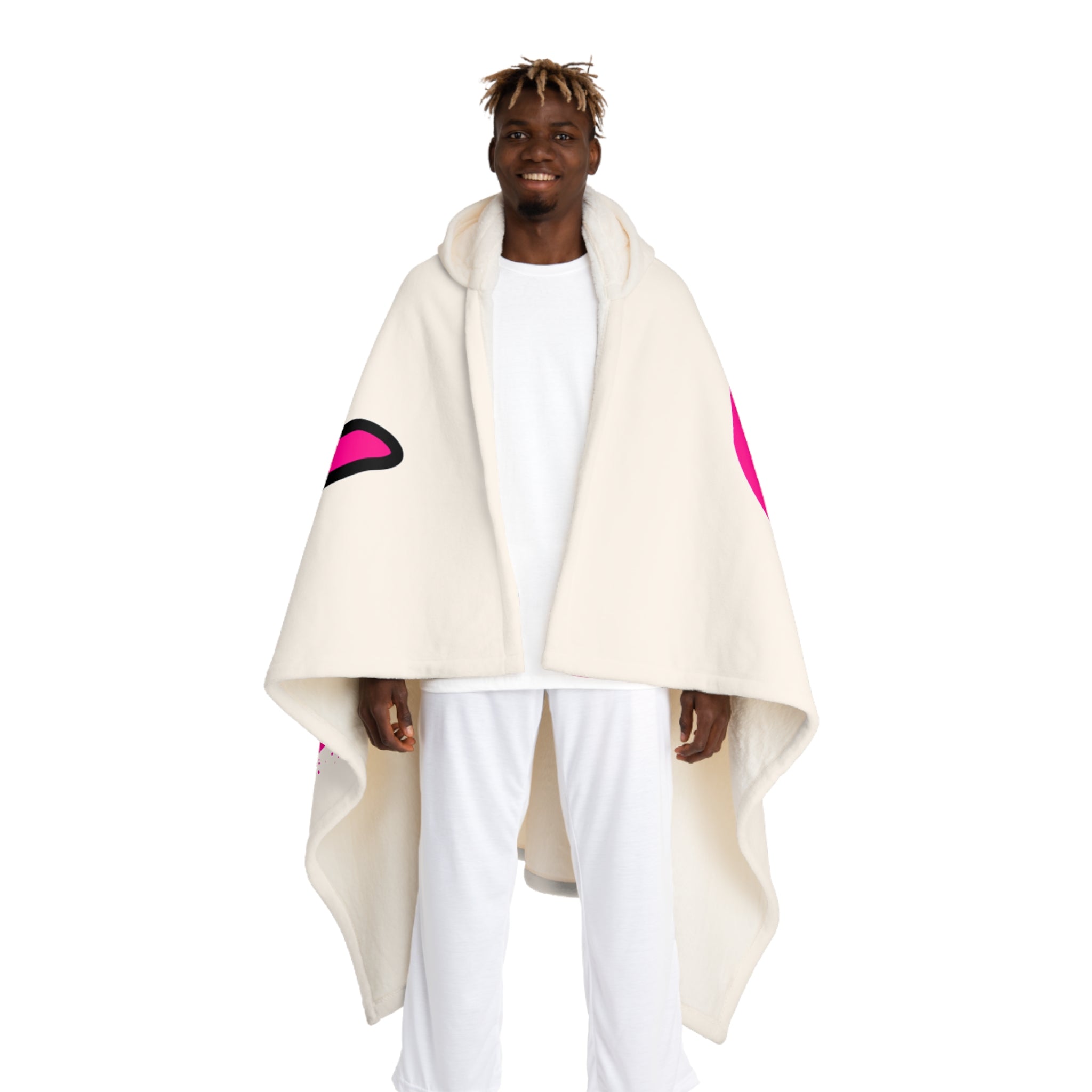 Hooded Sherpa Blanket — Cozy Cream Fleece with Bold 'LOGIN' Graphic