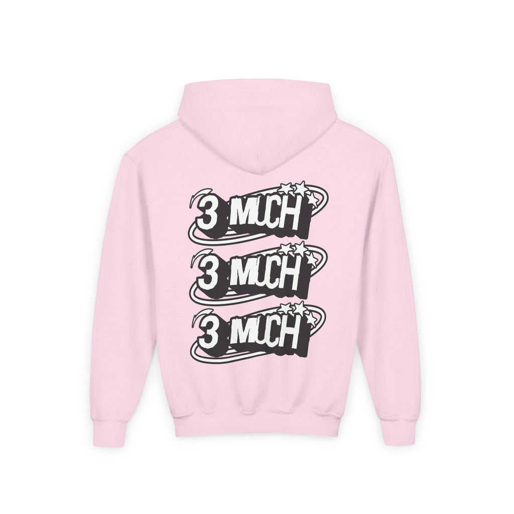 Youth Hoodie — Retro '3 MUCH'Style Graphic Pullover