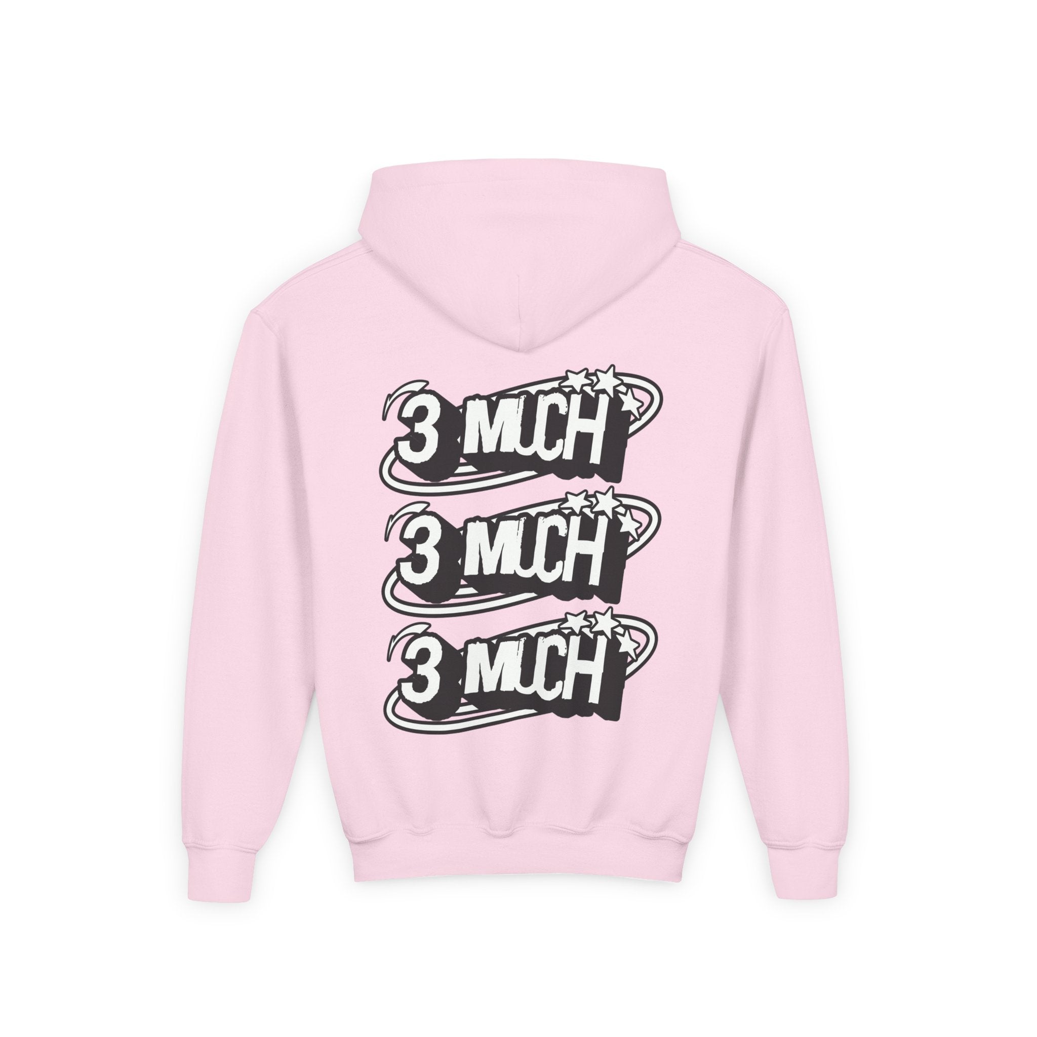 Youth Hoodie — Retro '3 MUCH'Style Graphic Pullover