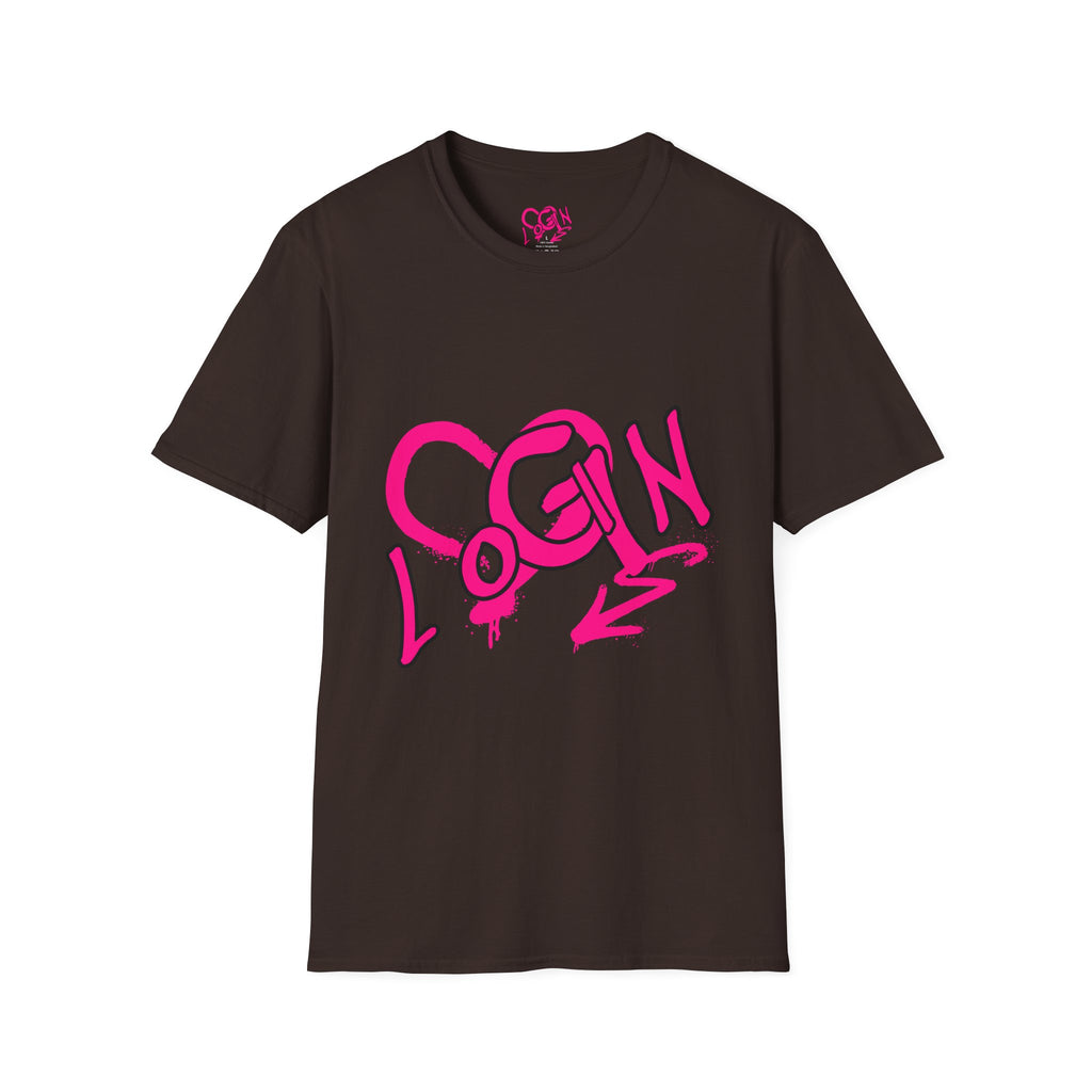 T-Shirt — Pink Graffiti 'Login' Streetwear Tee
