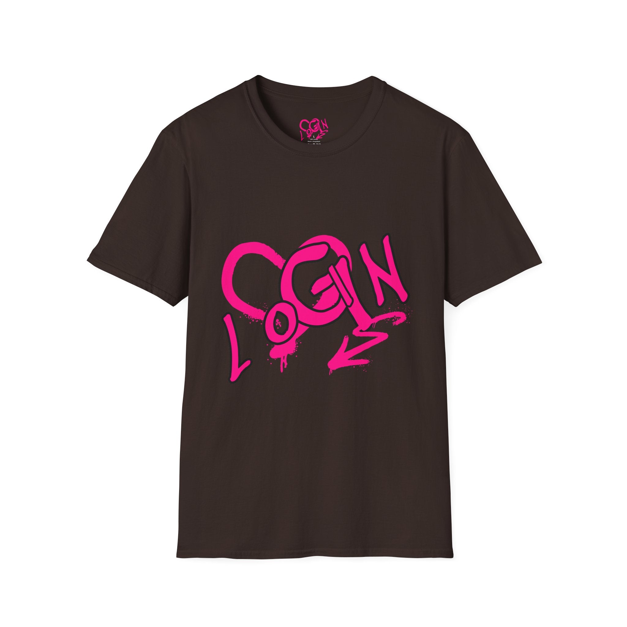 T-Shirt — Pink Graffiti 'Login' Streetwear Tee