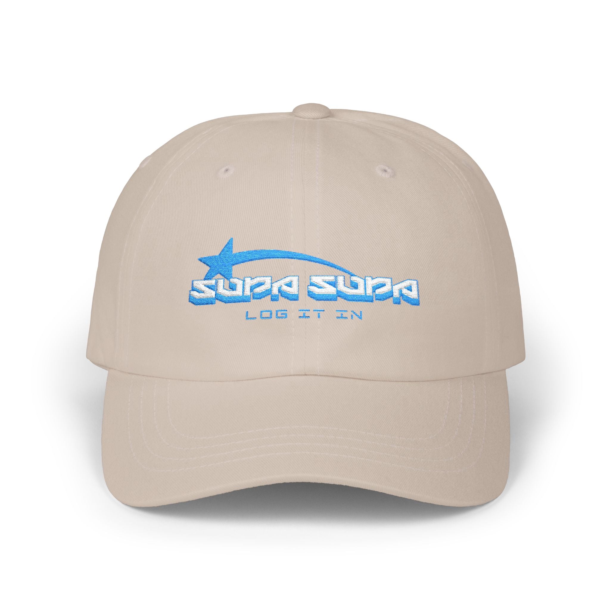 Classic Cap — Retro 'Supa Supa' Embroidered White Baseball Hat