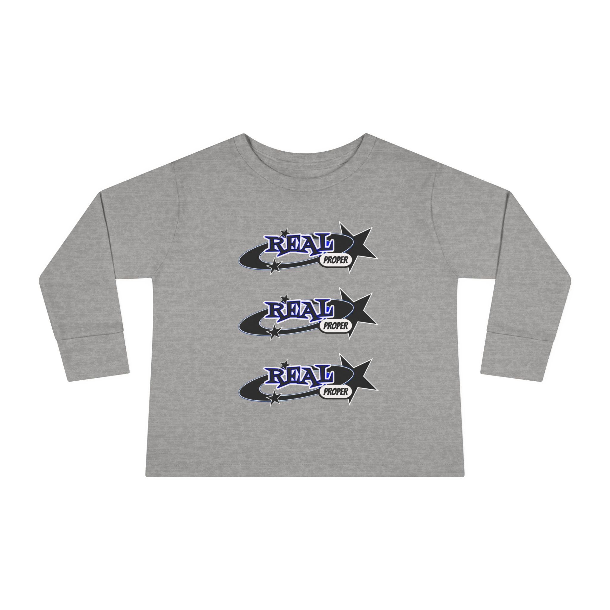 Toddler Long Sleeve Tee — 'Real Proper' Star Graphic Kids Shirt