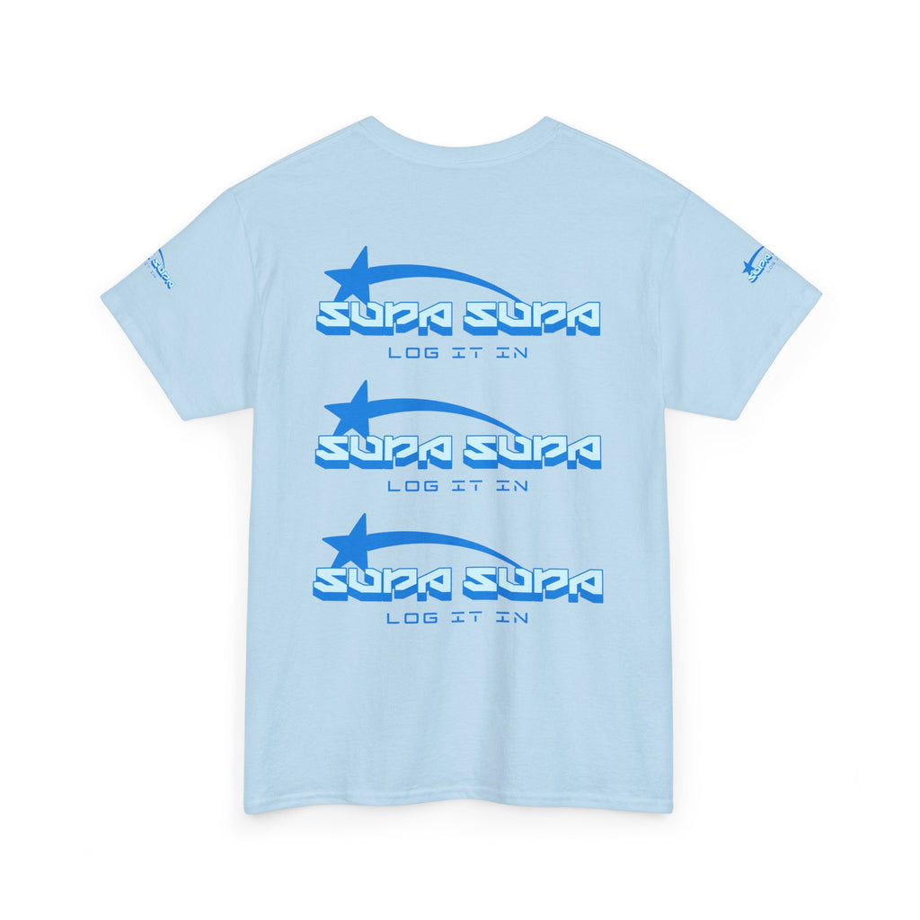 Supa Supa Retro Logo Tee — Blue Graphic Cotton T-Shirt