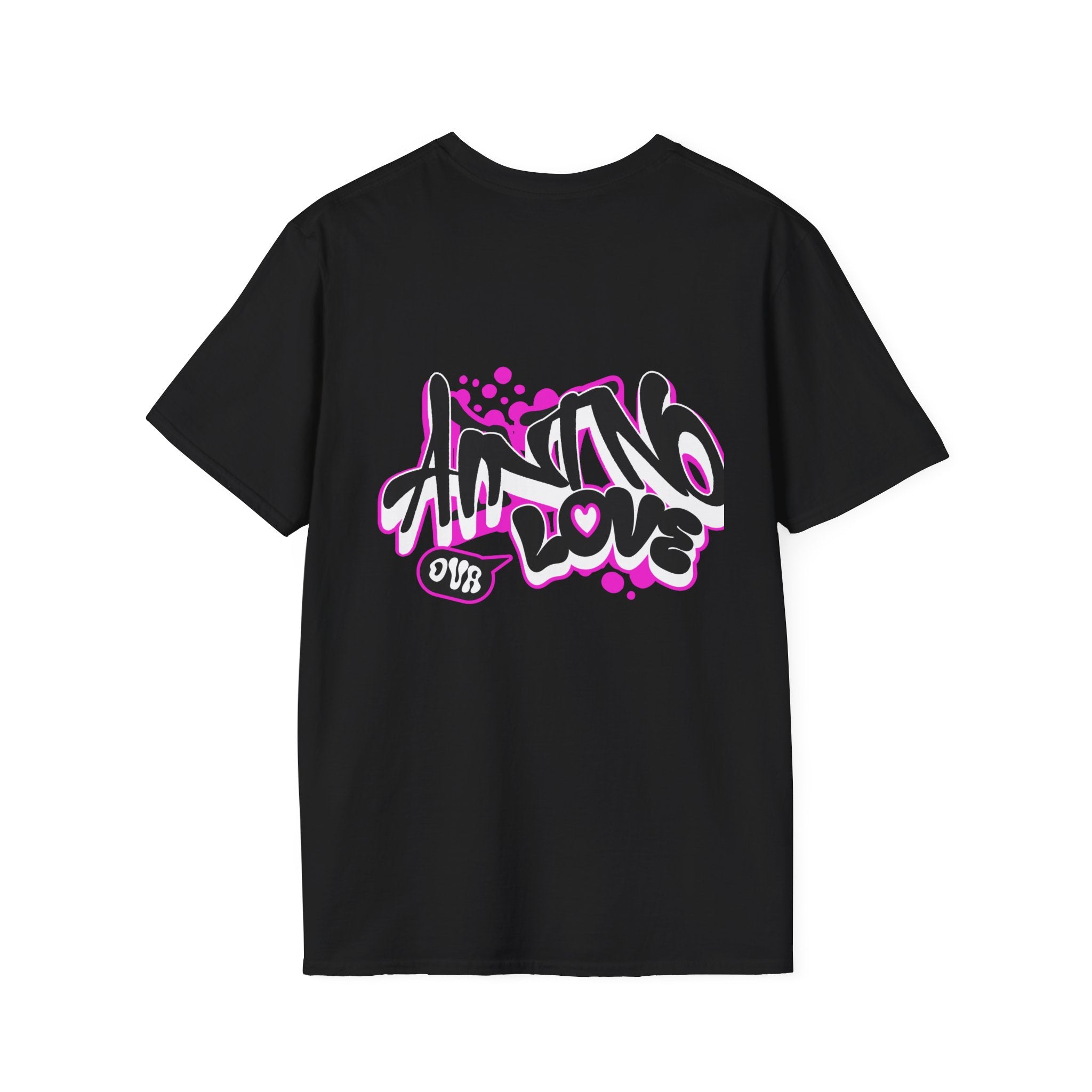 Graffiti 'NO LOVE' T-Shirt — Urban Street Art Tee with Pink Spray Paint Design
