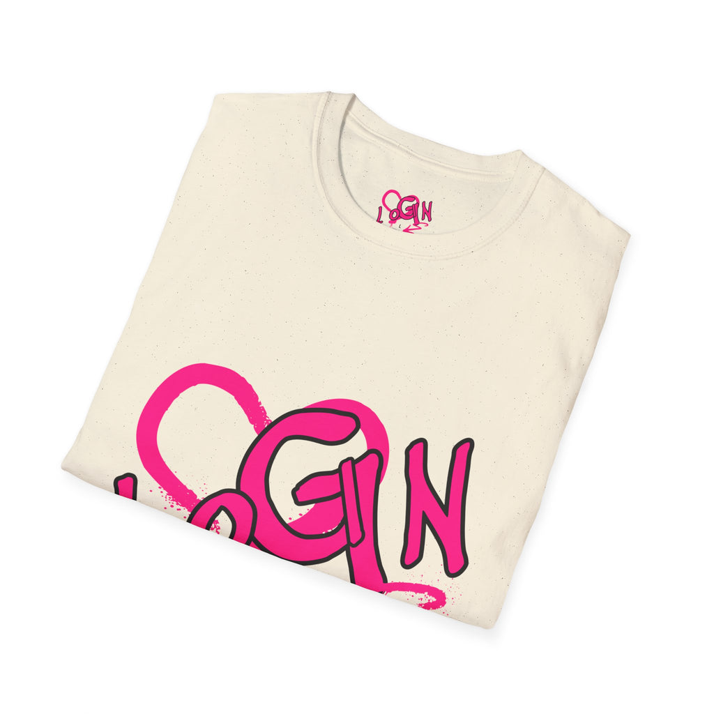 T-Shirt — Pink Graffiti 'Login' Streetwear Tee
