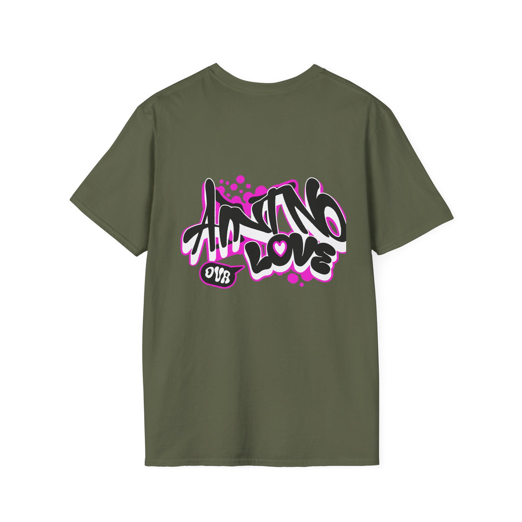 Graffiti 'NO LOVE' T-Shirt — Urban Street Art Tee with Pink Spray Paint Design
