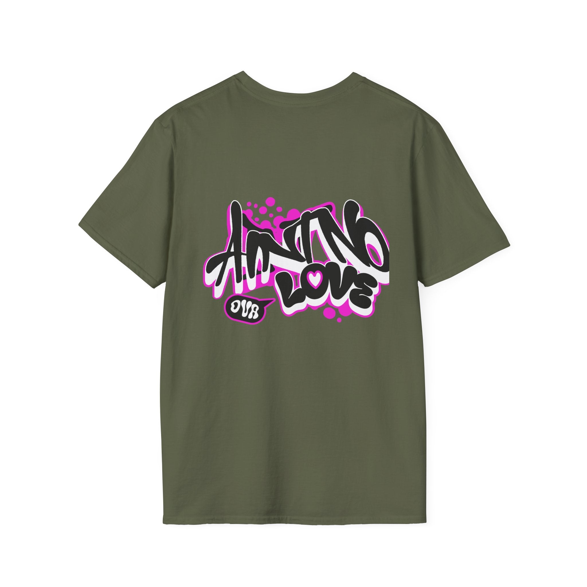 Graffiti 'NO LOVE' T-Shirt — Urban Street Art Tee with Pink Spray Paint Design