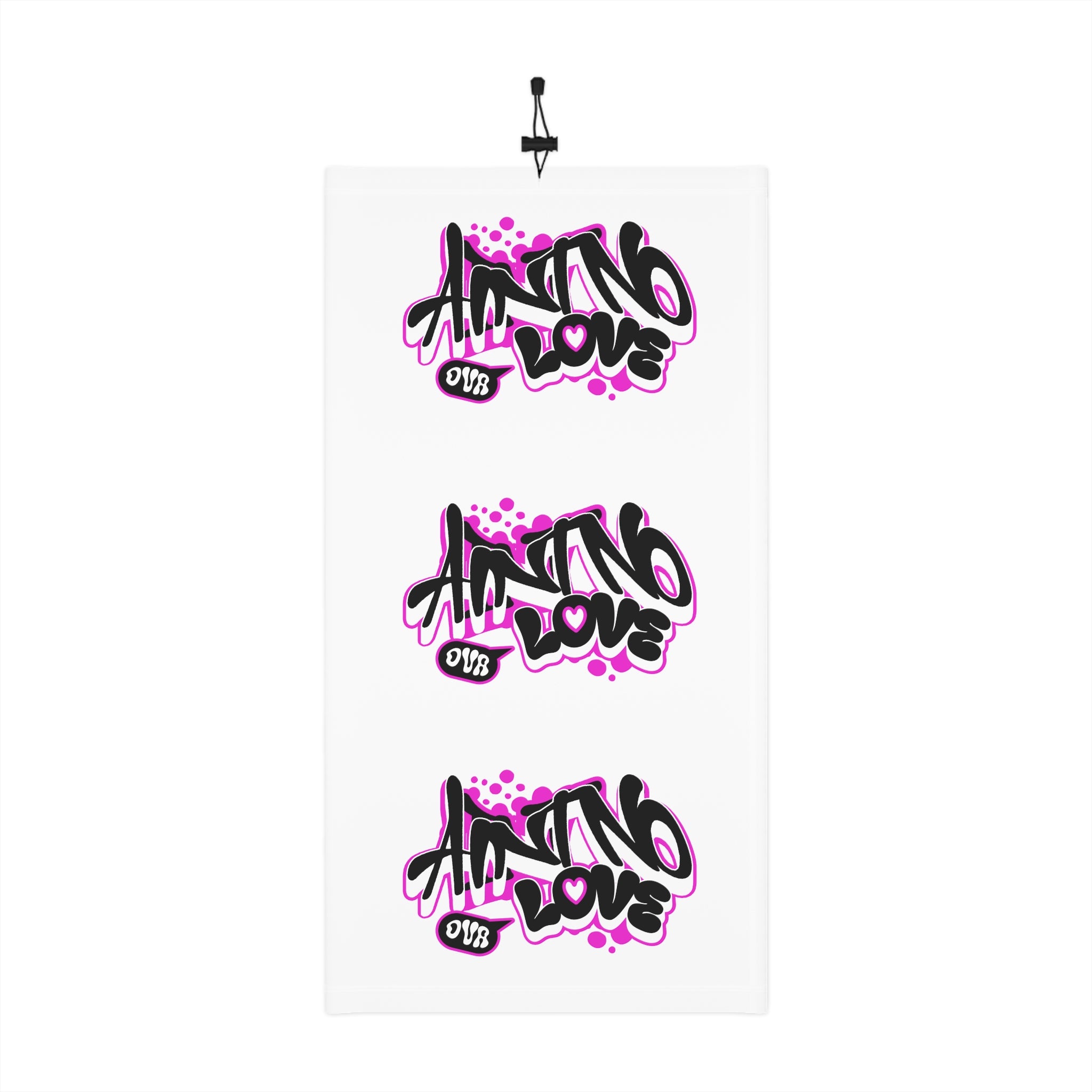 Graffiti No Love Winter Neck Gaiter — Pink Street Art Face Mask with Drawstring