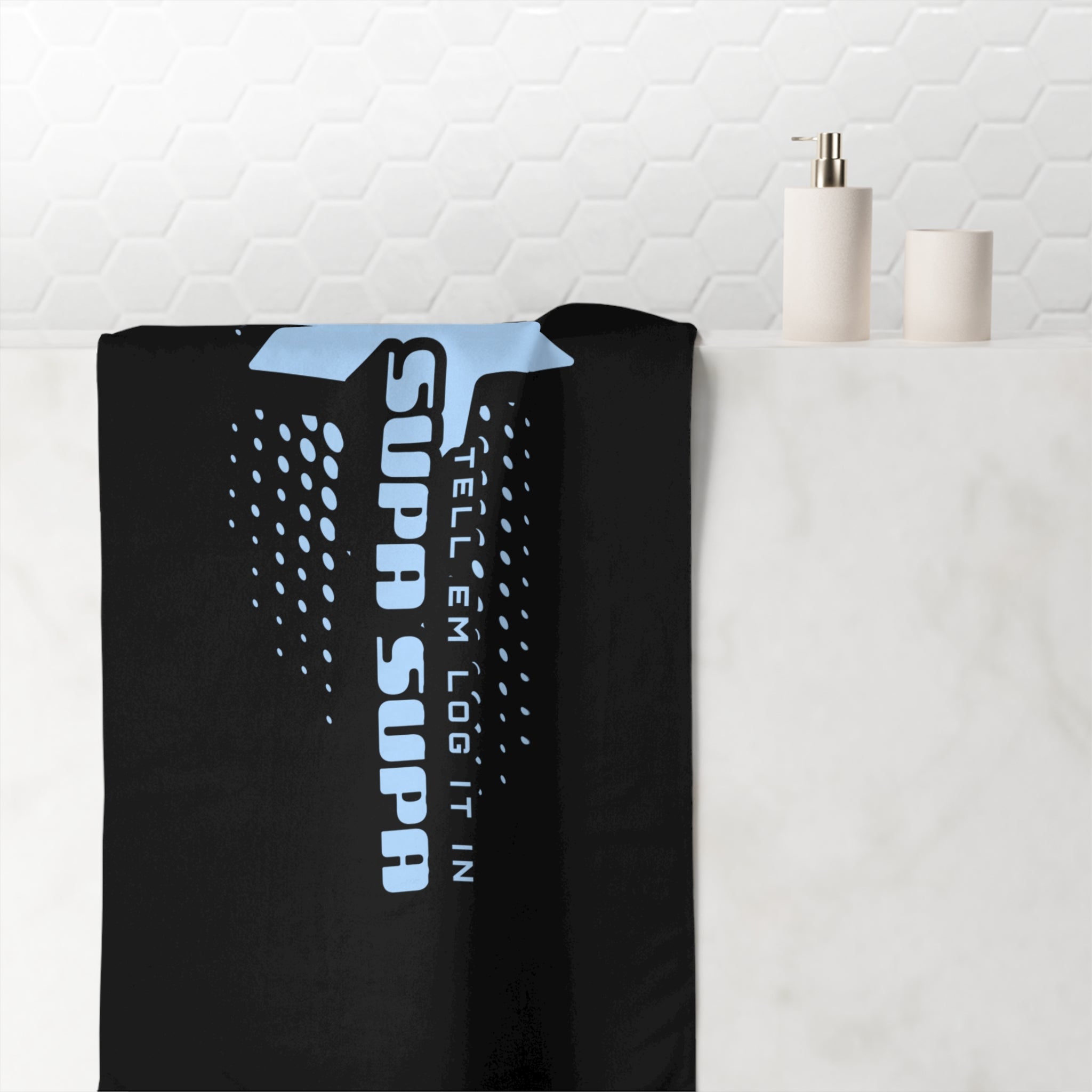 Star Logo Beach Towel – "Tell em log it in" Blue Graphic Mink-Cotton Towel