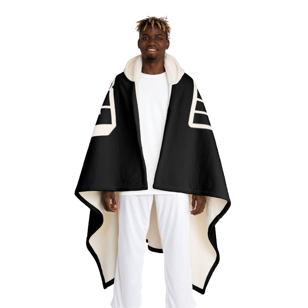 Hooded Sherpa Blanket — Black "Watch your back" Graphic