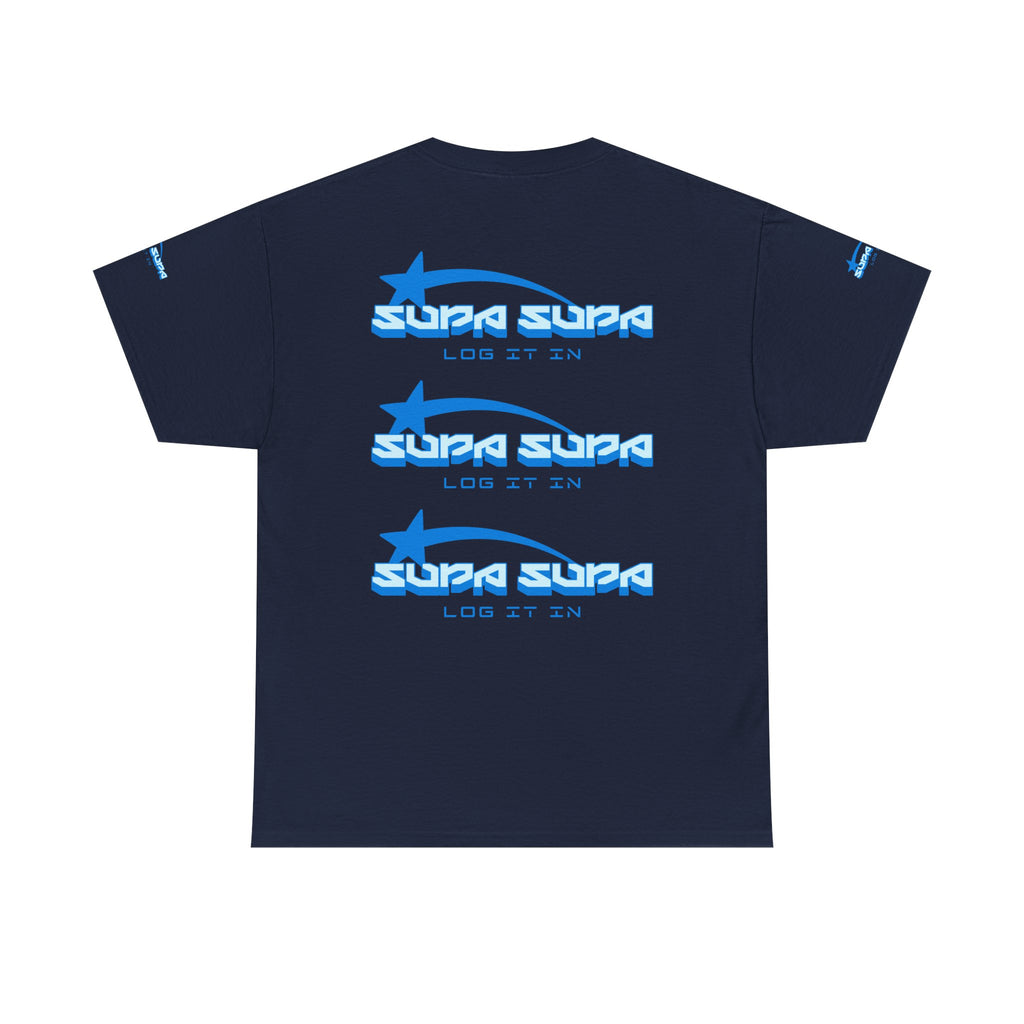 Supa Supa Retro Logo Tee — Blue Graphic Cotton T-Shirt