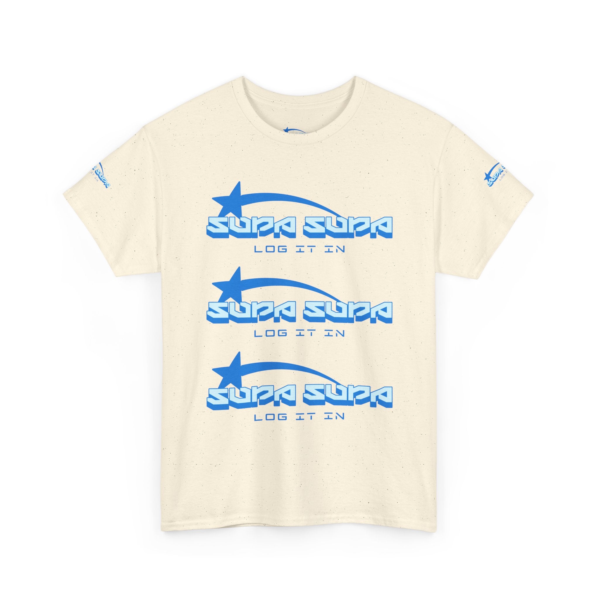 Supa Supa Retro Logo Tee — Blue Graphic Cotton T-Shirt