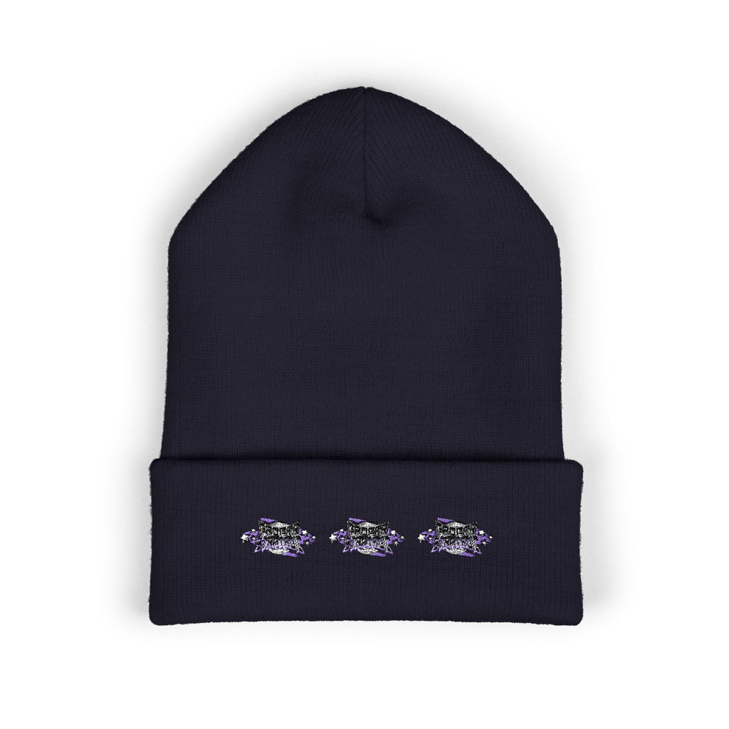 Embroidered "Strategic" Floral Cuffed Beanie
