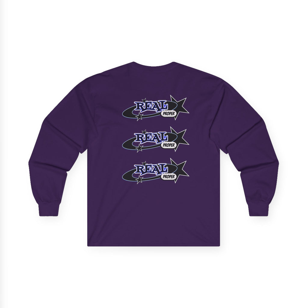 "Real Proper" Graphic Long Sleeve Tee — Retro Star Logo
