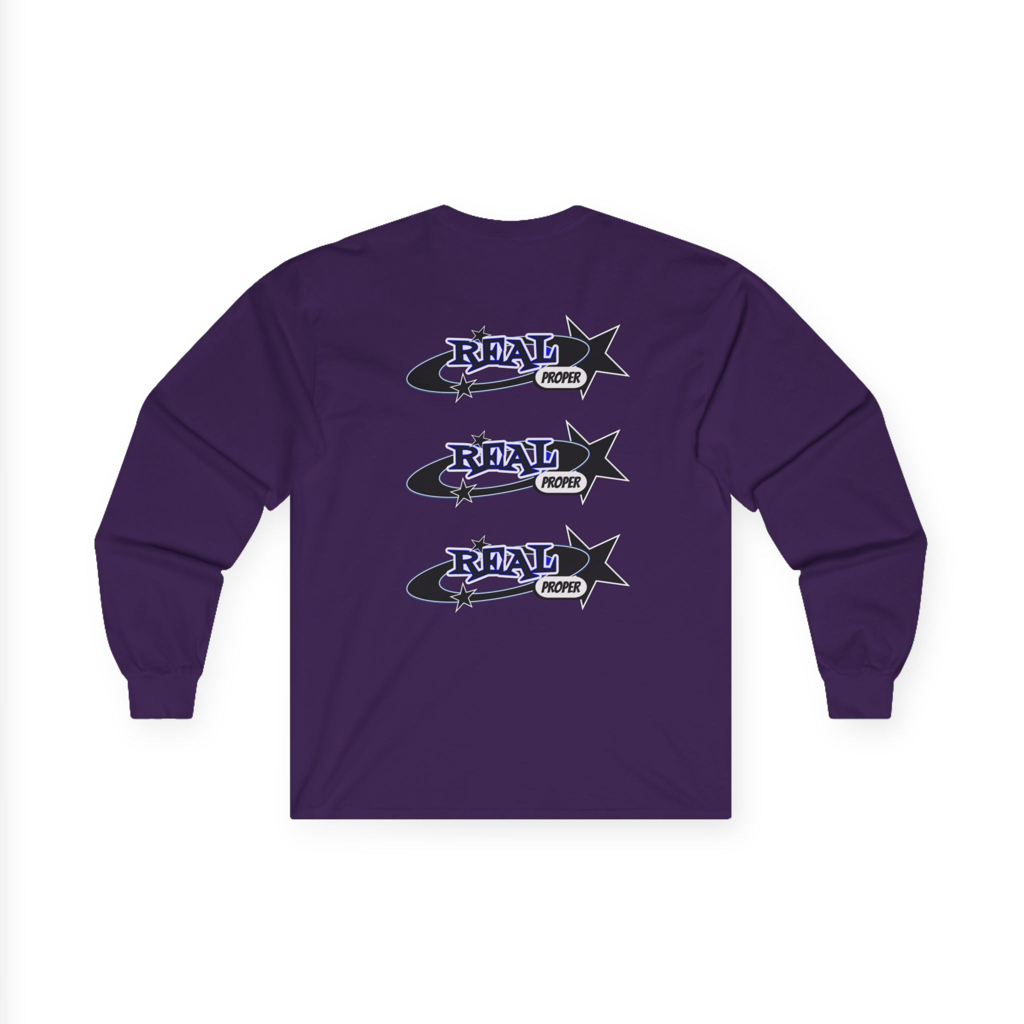 "Real Proper" Graphic Long Sleeve Tee — Retro Star Logo