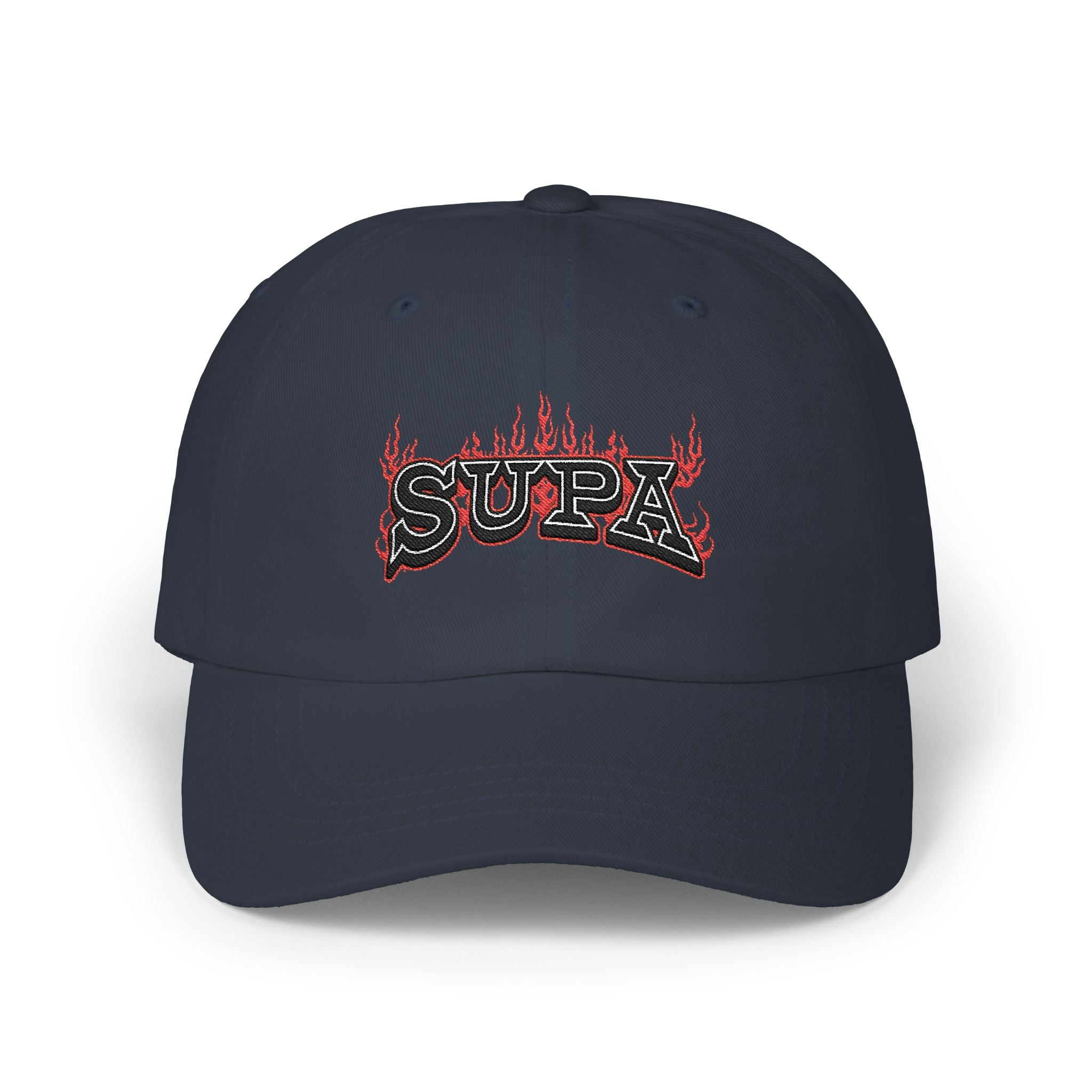 'SUPA' Flame Logo Embroidered Hat