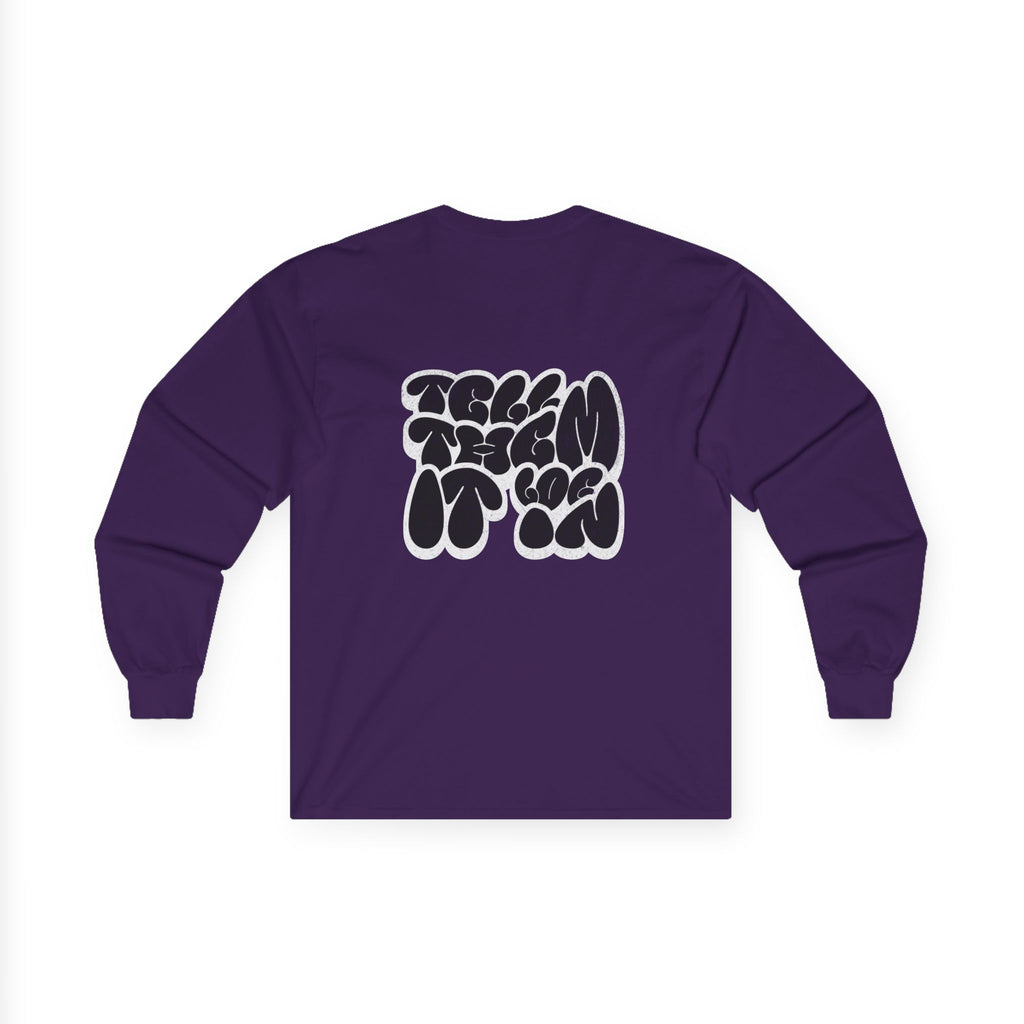 Long Sleeve "LOG IT IN" Tee — Retro Pebble Typography Graphic