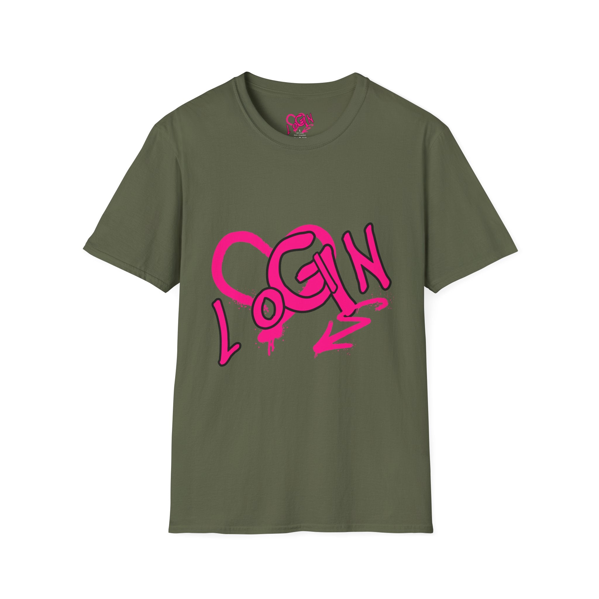 T-Shirt — Pink Graffiti 'Login' Streetwear Tee
