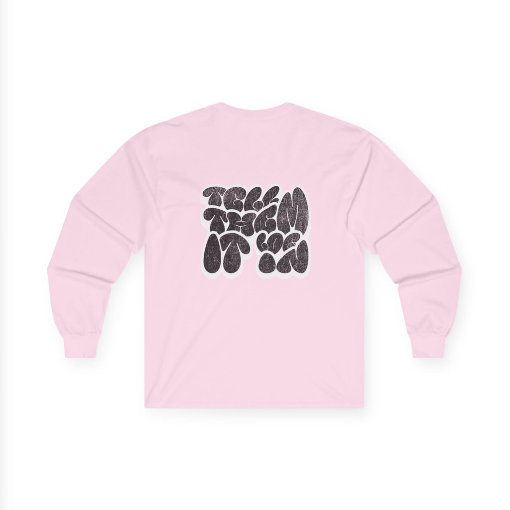 Long Sleeve "LOG IT IN" Tee — Retro Pebble Typography Graphic