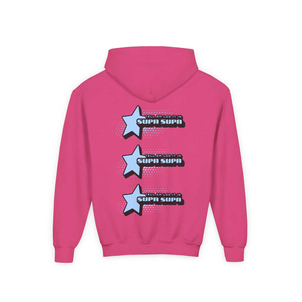 Youth Hoodie — Blue Star "SUPA SUPA" Graphic Pullover