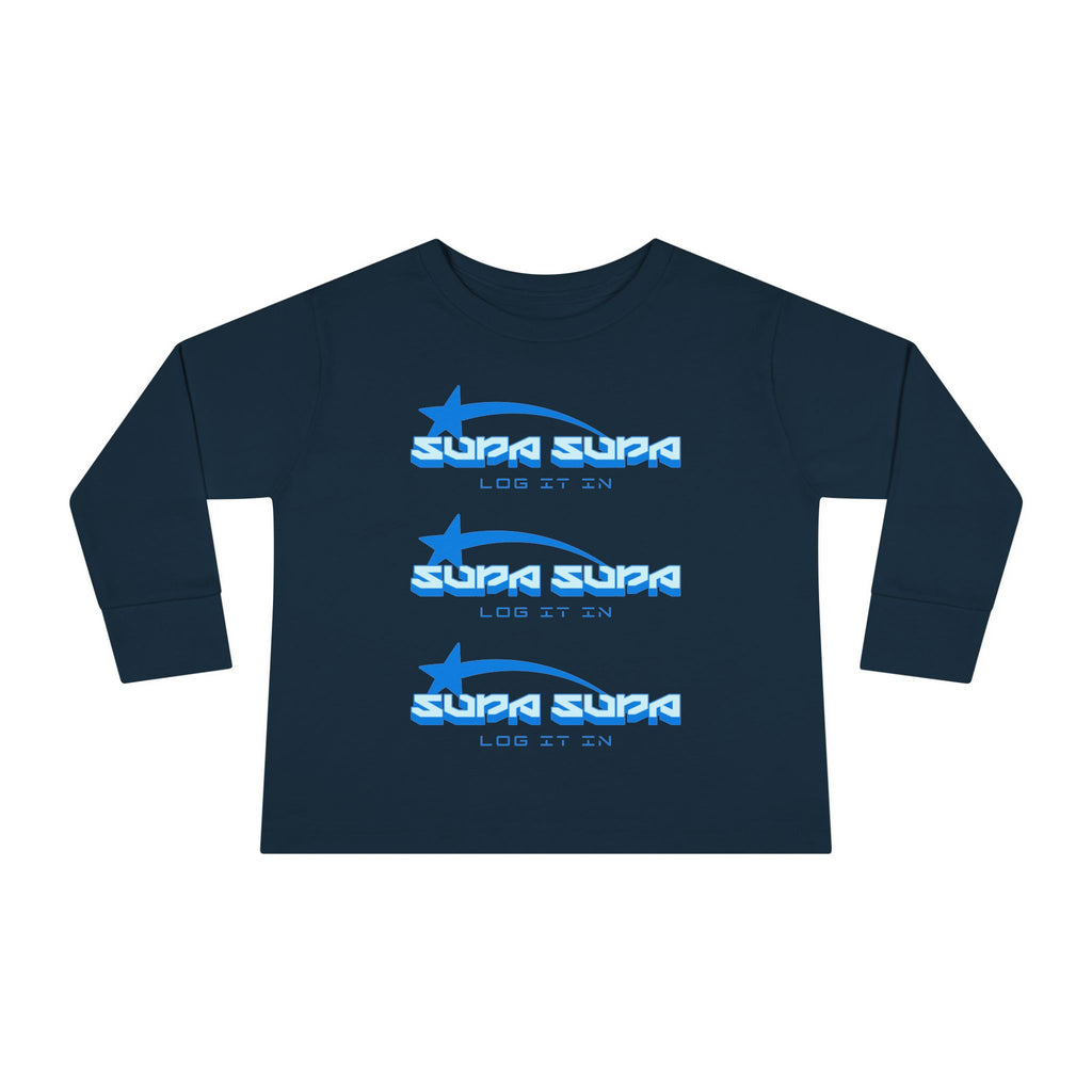 Toddler Long Sleeve Tee — Blue Shooting Star "Super Star" Graphic