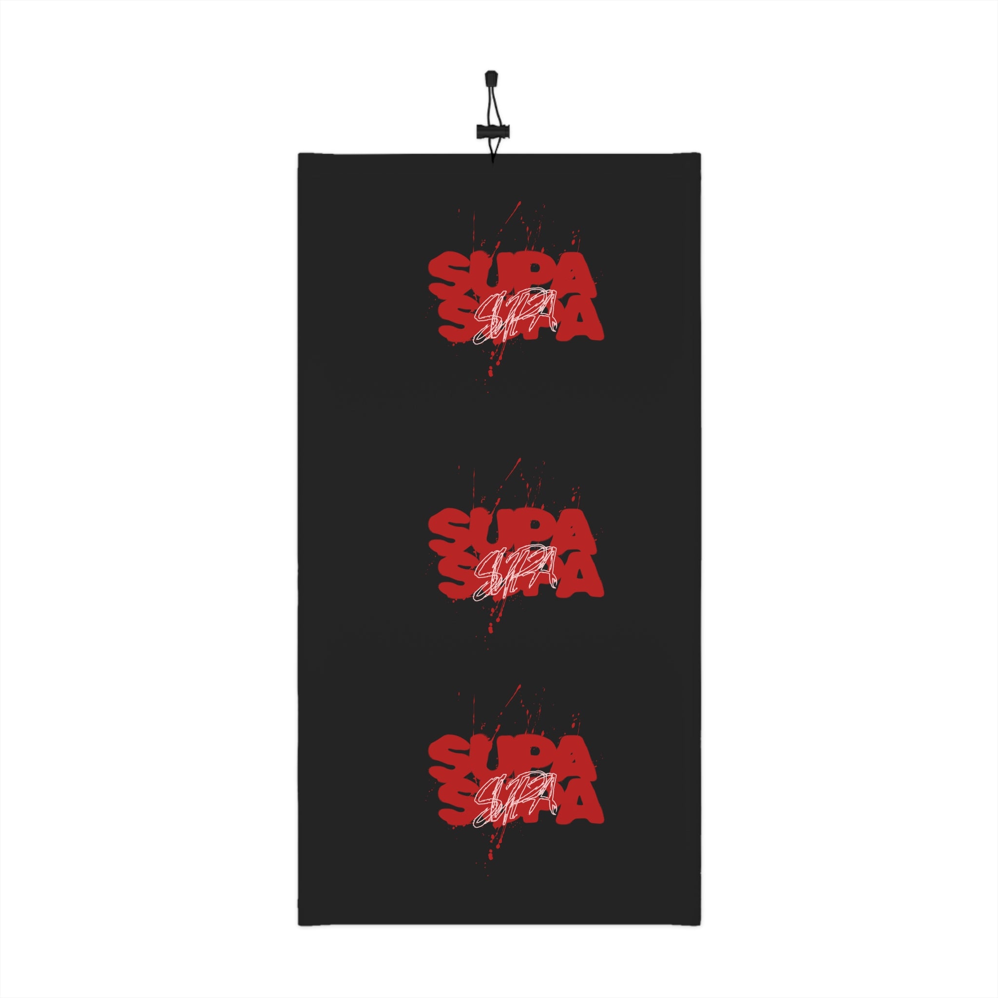Neck Gaiter — Black 'Supa' Red Graphic Winter Face Mask with Drawstring