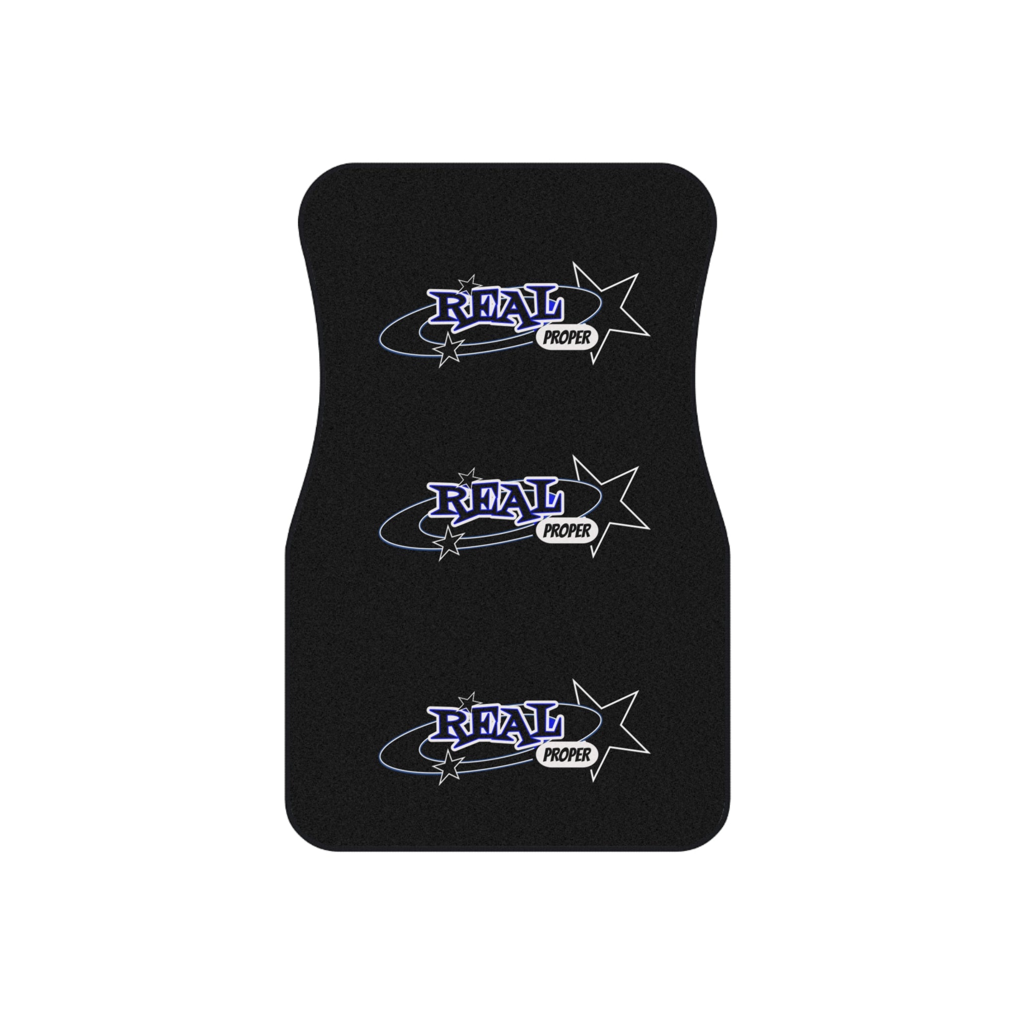 Car Mats Set — Black 'Real Proper' Logo Floor Liners (Set of 4)