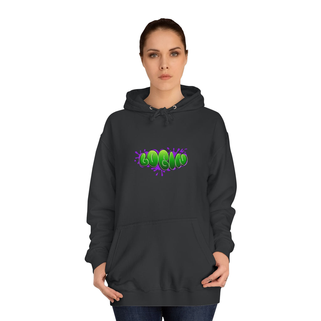 Hoodie with Green Graffiti "Login" Design - Streetwear Pullover