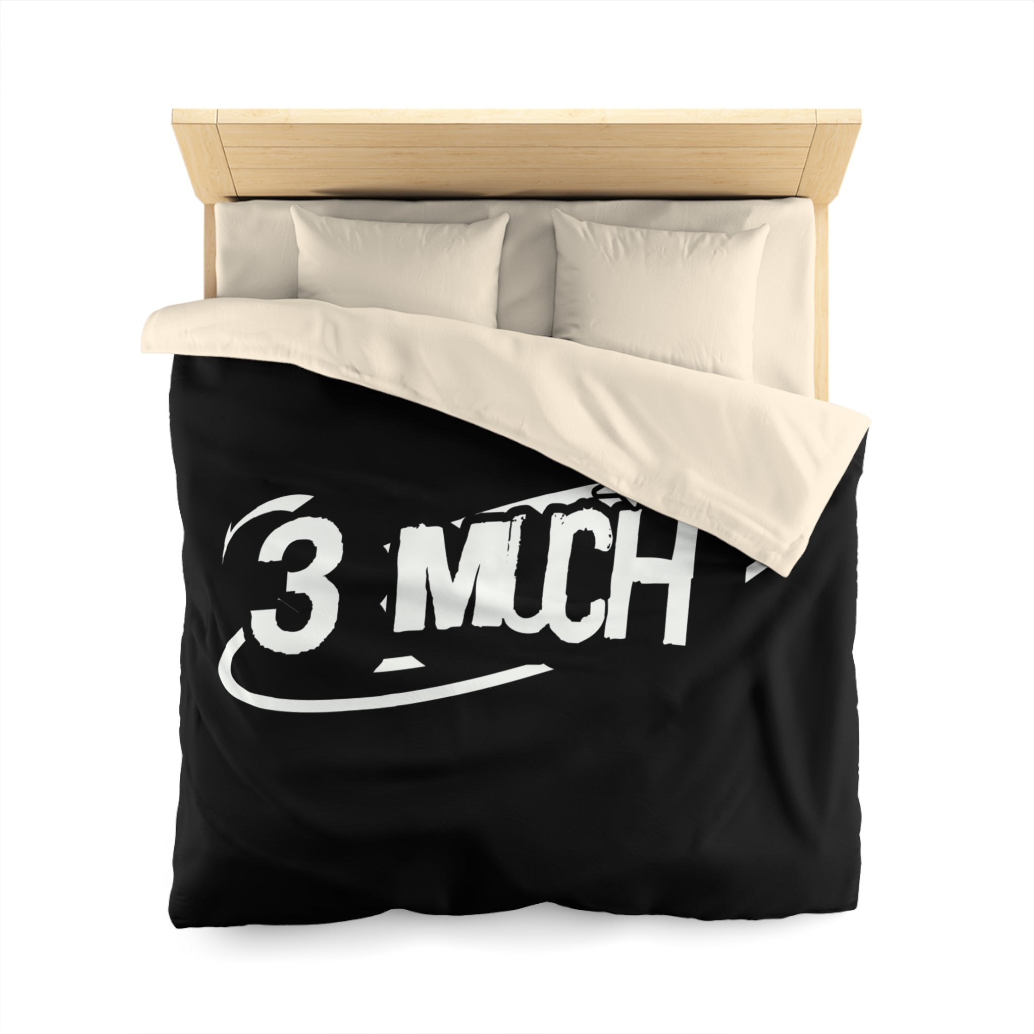 Duvet Cover — '3 Much' Bold Graphic Black Microfiber Duvet