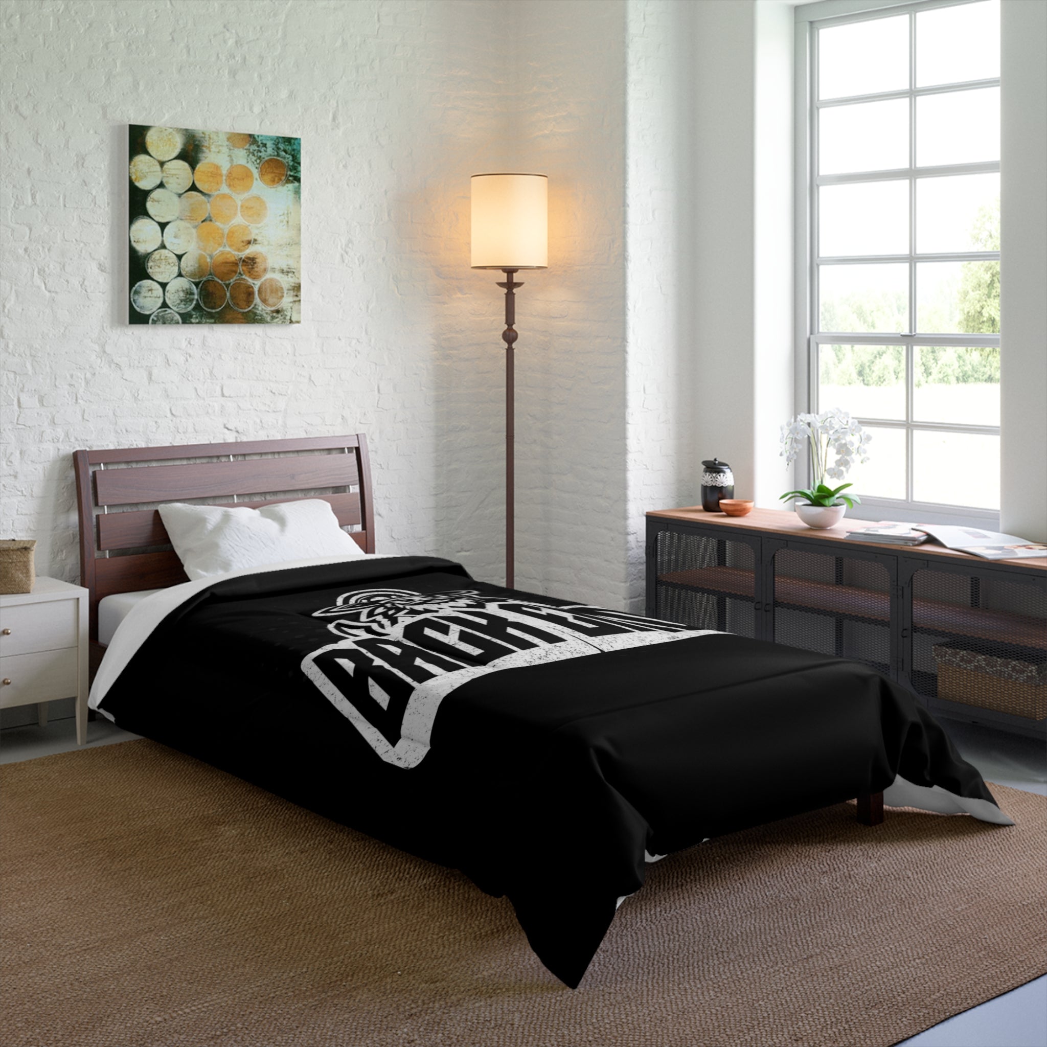 Pirate 'Back Ends' Comforter – Bold Black Graphic Bedding for Gamers & Crew