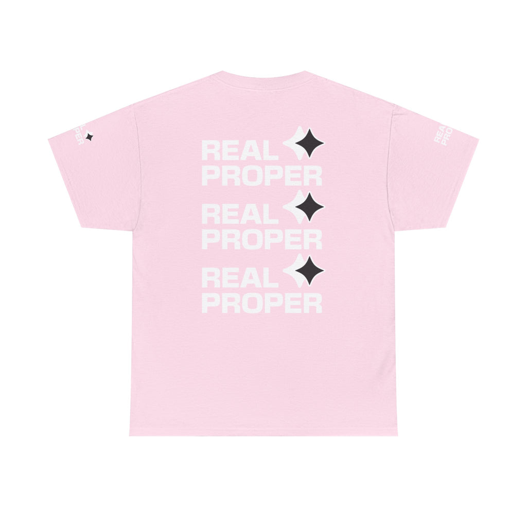 "Real Proper" Repeat Logo T‑Shirt