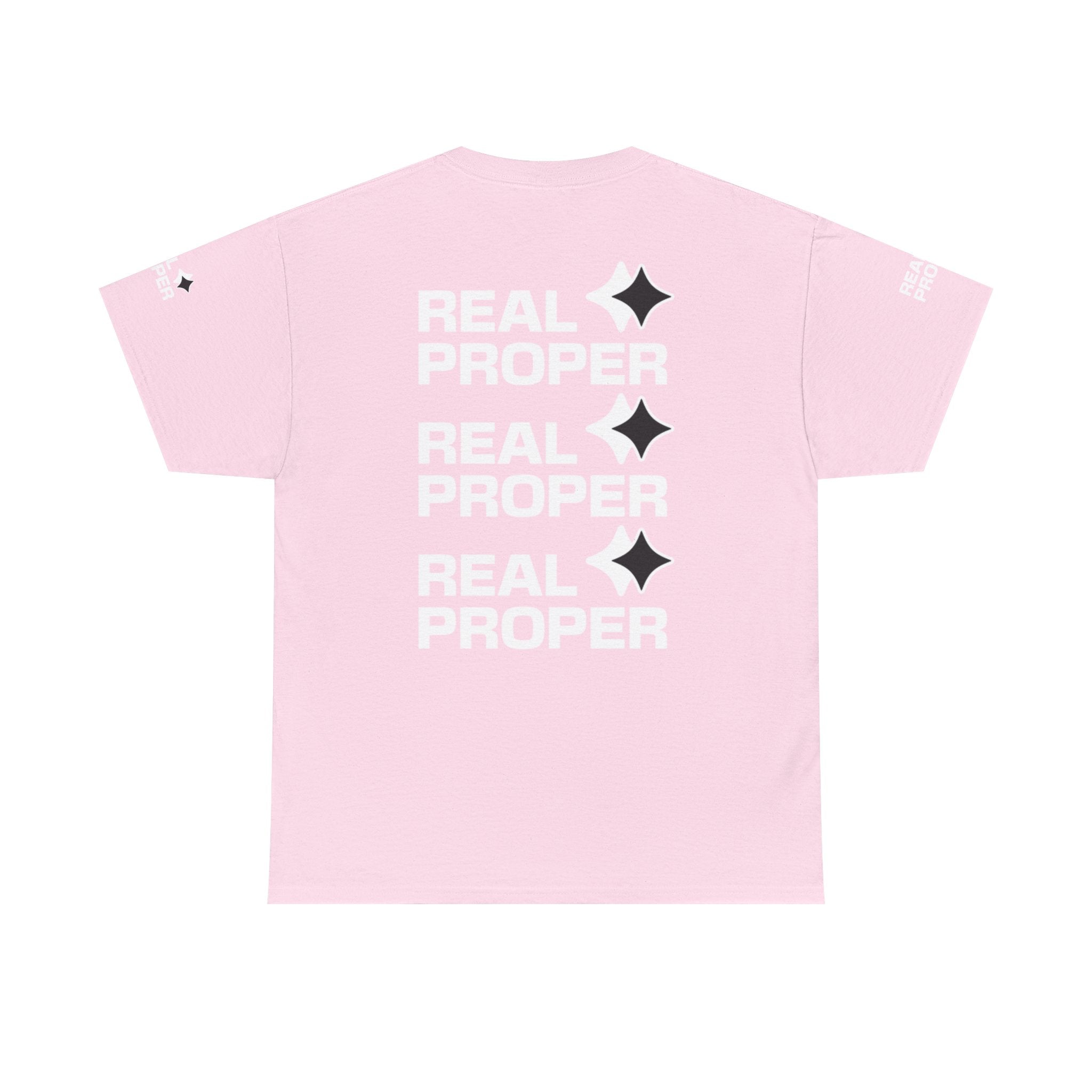 "Real Proper" Repeat Logo T‑Shirt