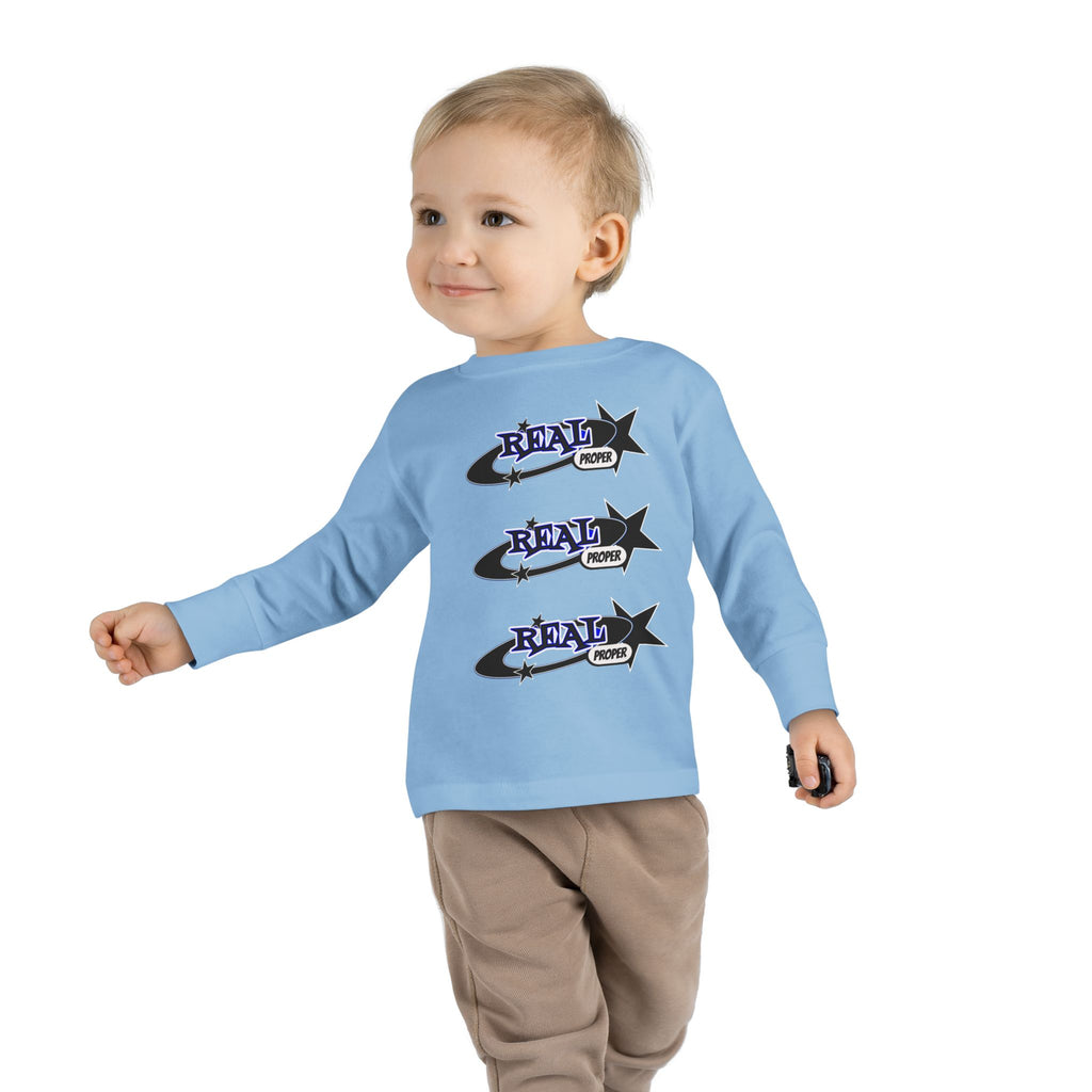 Toddler Long Sleeve Tee — 'Real Proper' Star Graphic Kids Shirt
