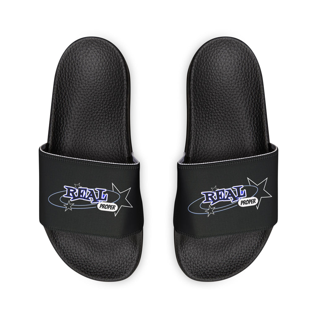 Women’s Slide Sandals with Removable Strap — "Real proper" Logo