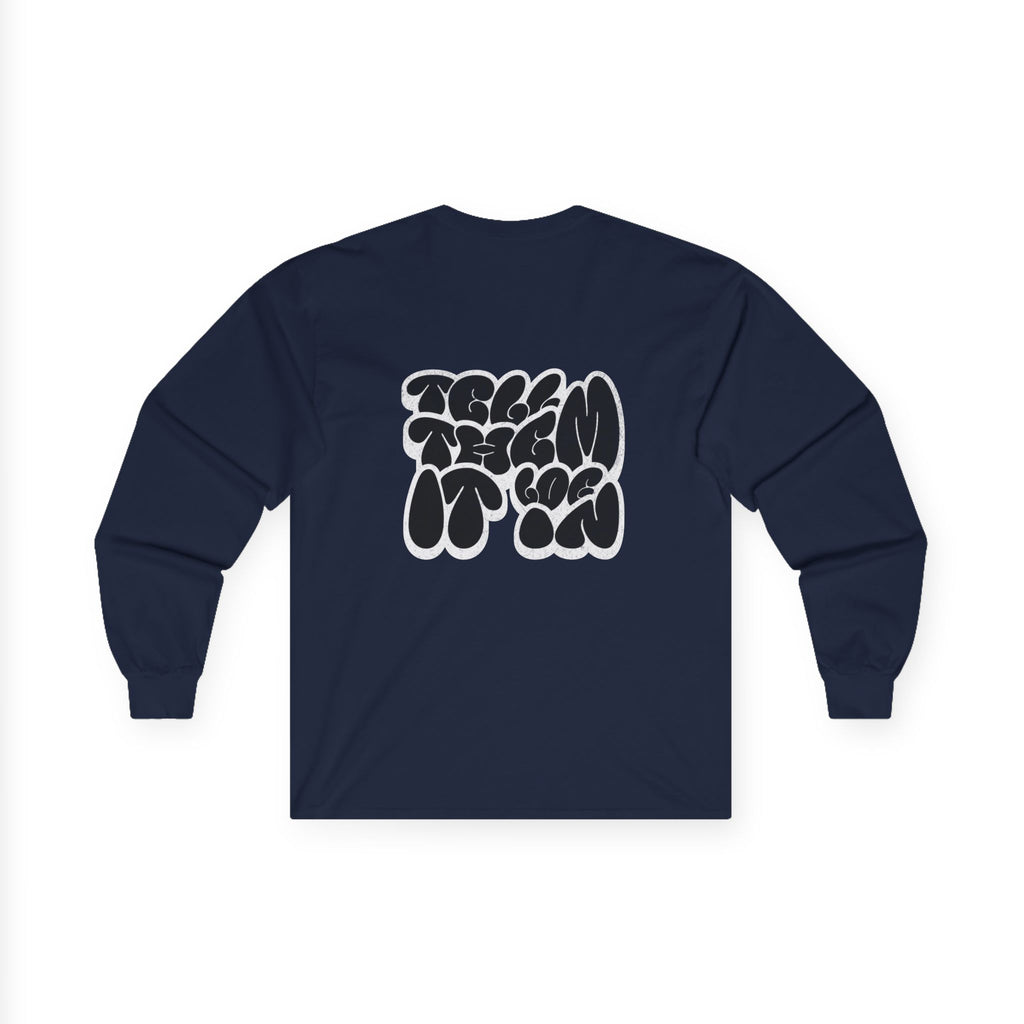Long Sleeve "LOG IT IN" Tee — Retro Pebble Typography Graphic