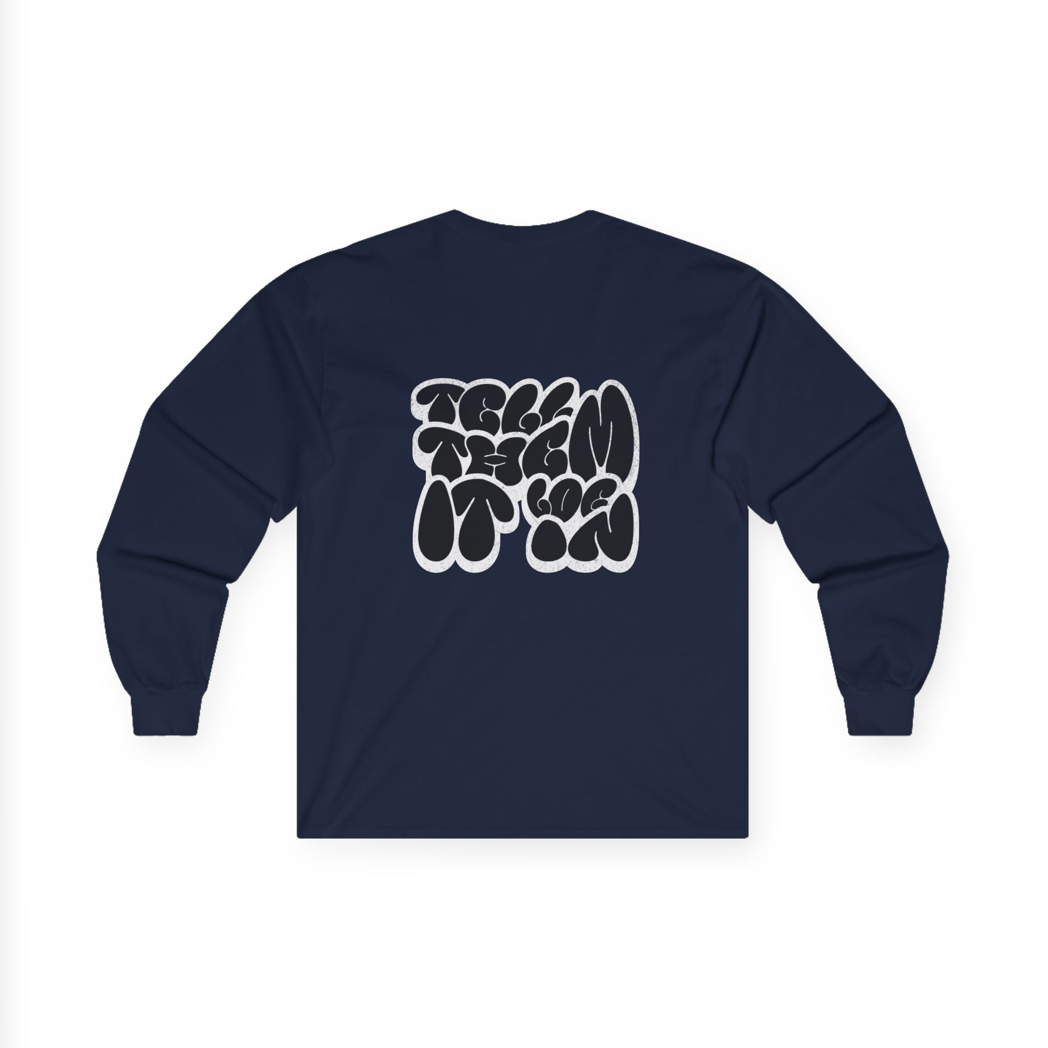 Long Sleeve "LOG IT IN" Tee — Retro Pebble Typography Graphic