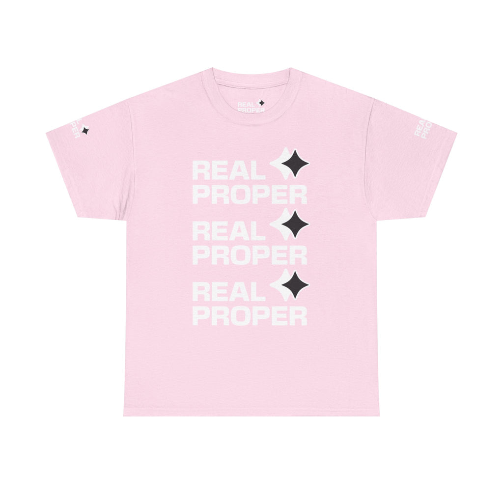 "Real Proper" Repeat Logo T‑Shirt