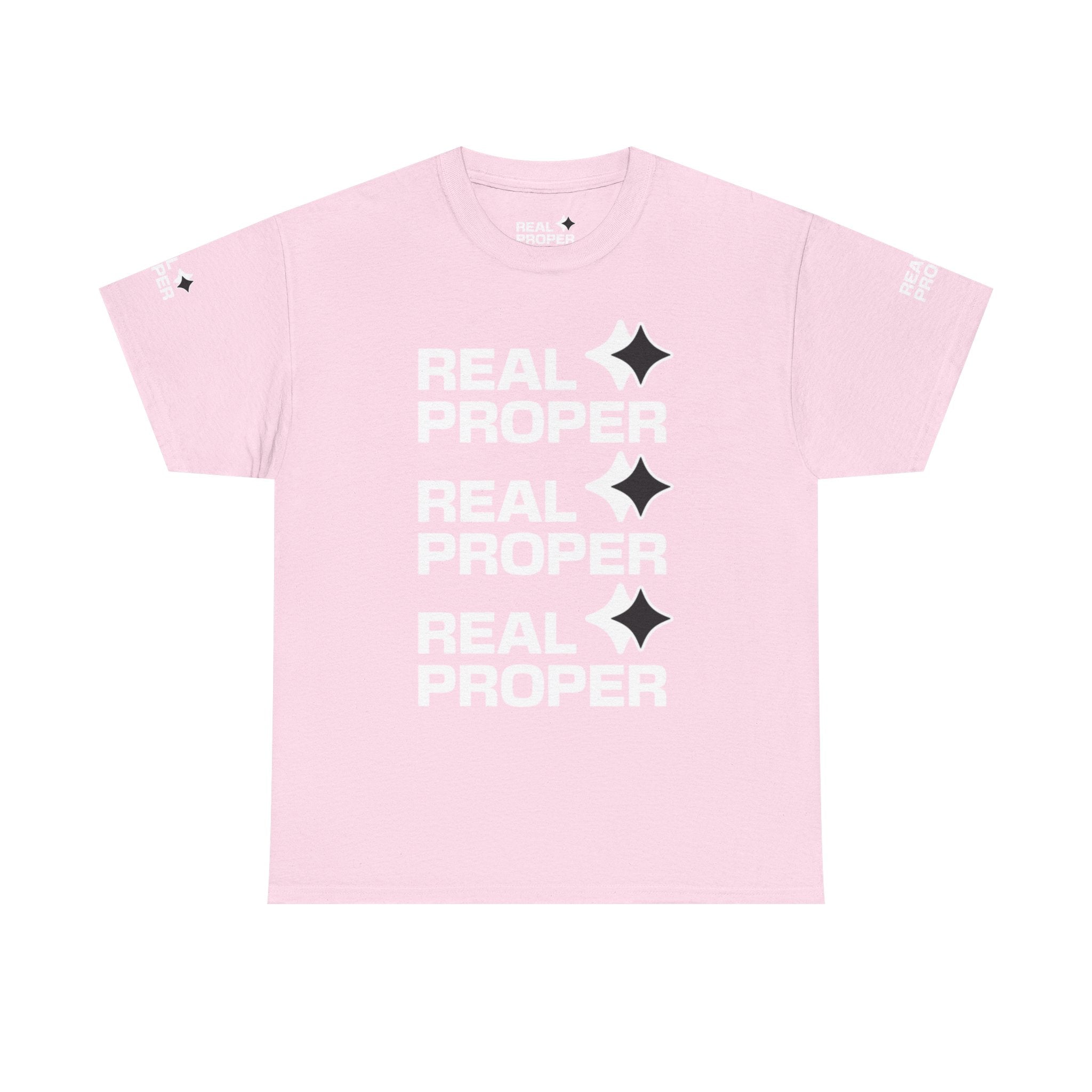 "Real Proper" Repeat Logo T‑Shirt