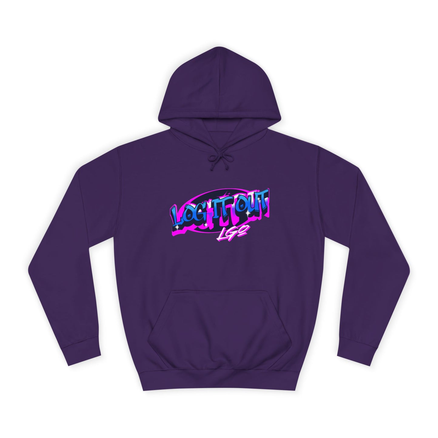 Vibrant Graffiti"Log it out"Hoodie, Unisex Fashion, Casual Wear, Student Apparel, Street Style, Gift for Graduates