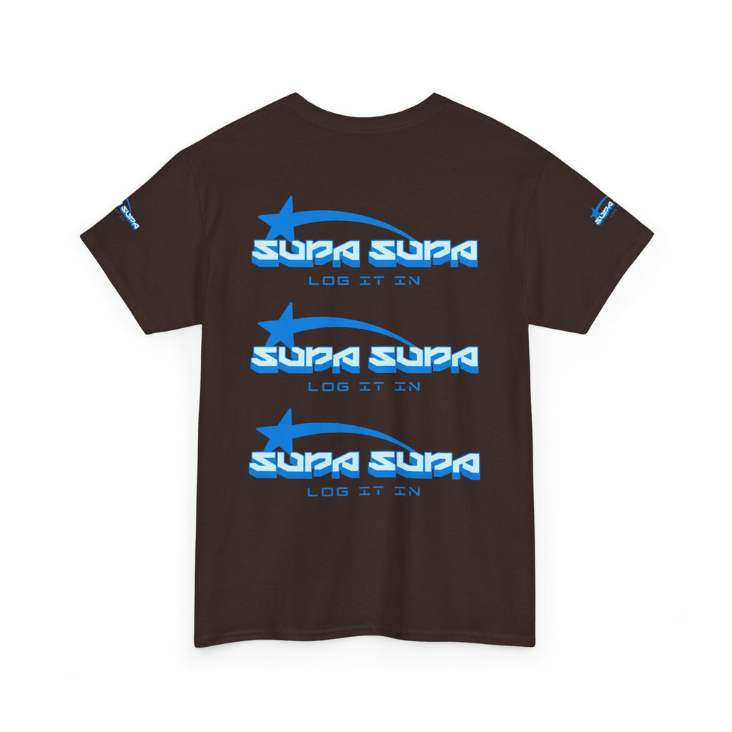 Supa Supa Retro Logo Tee — Blue Graphic Cotton T-Shirt