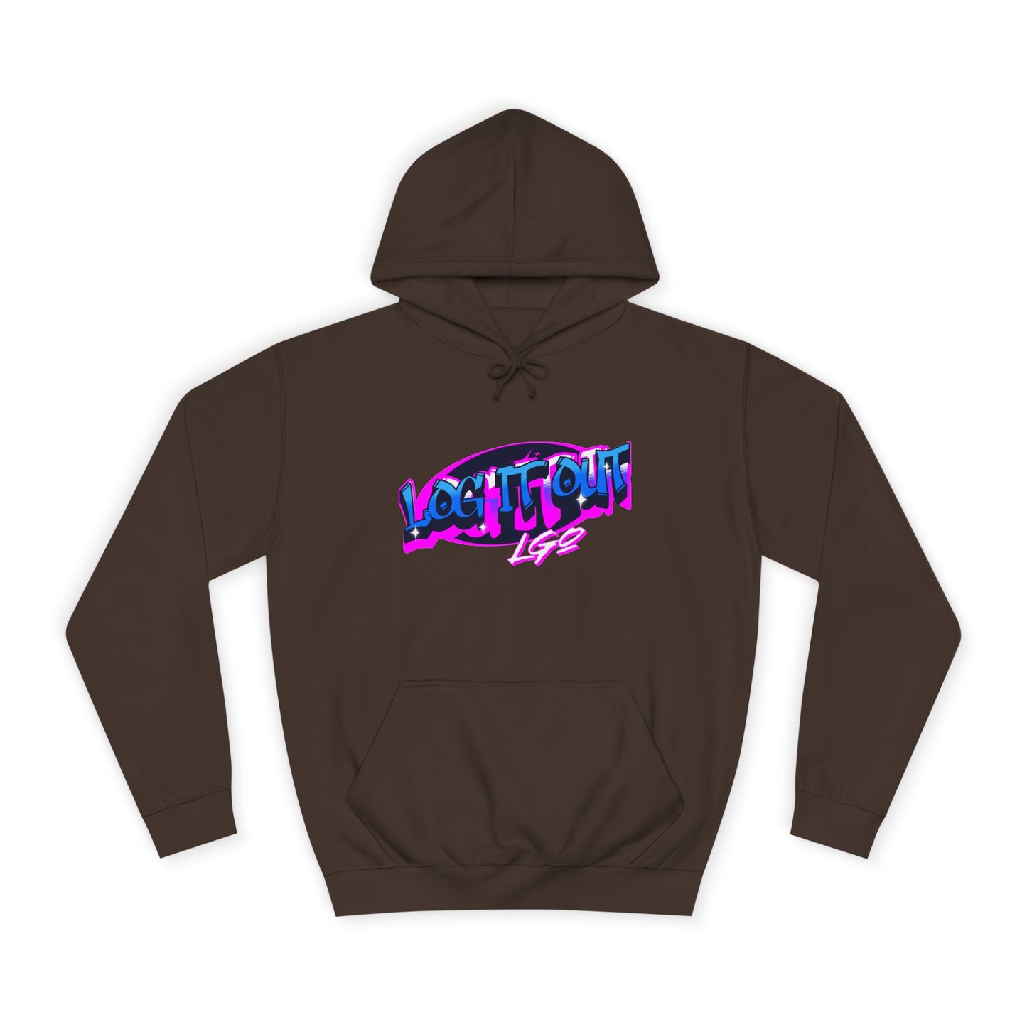 Vibrant Graffiti"Log it out"Hoodie, Unisex Fashion, Casual Wear, Student Apparel, Street Style, Gift for Graduates